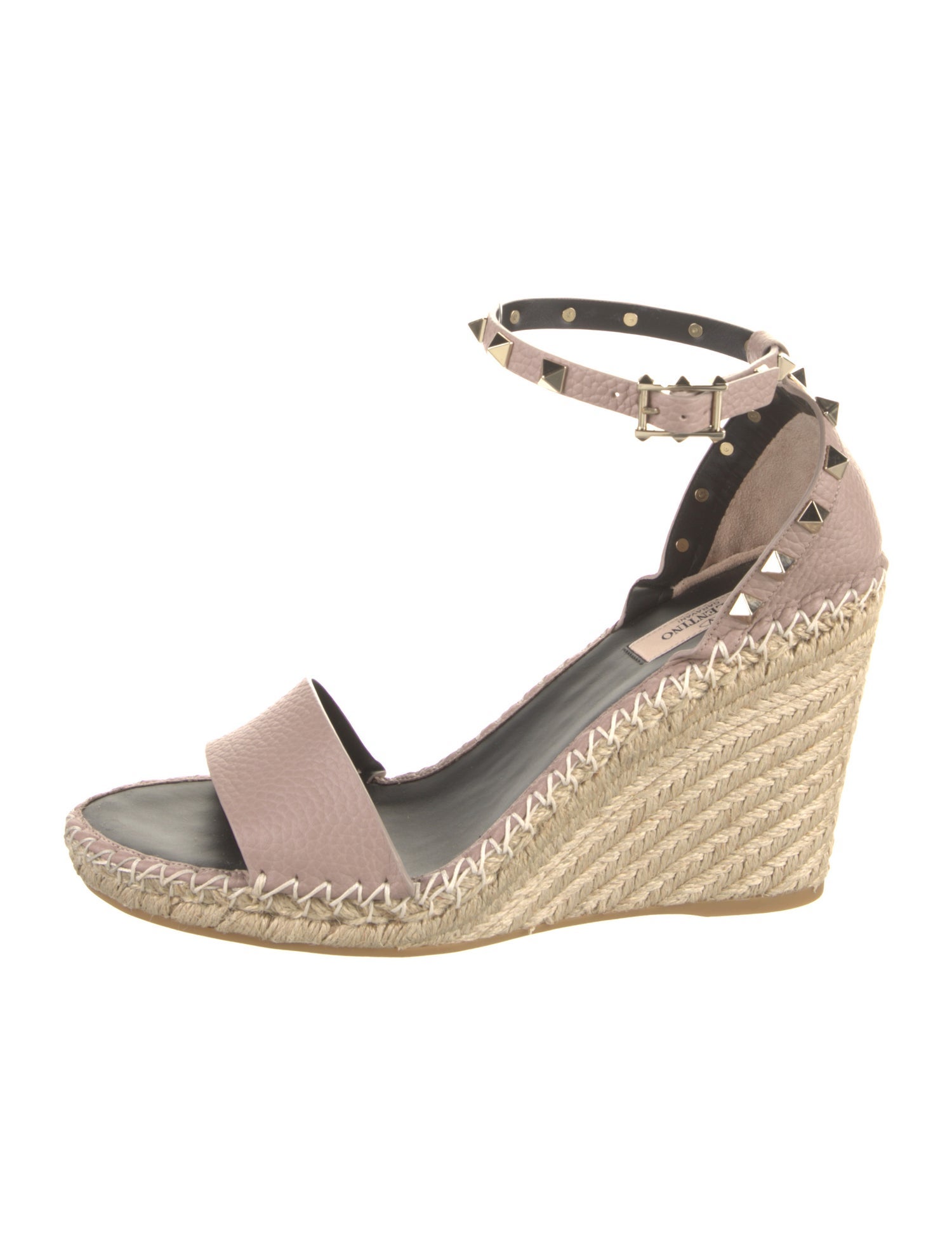 Valentino Leather Studded Accents Espadrilles