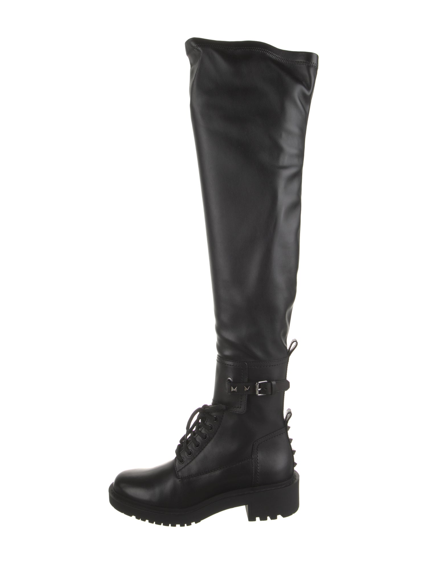 Valentino Leather Studded Accents Combat Boots