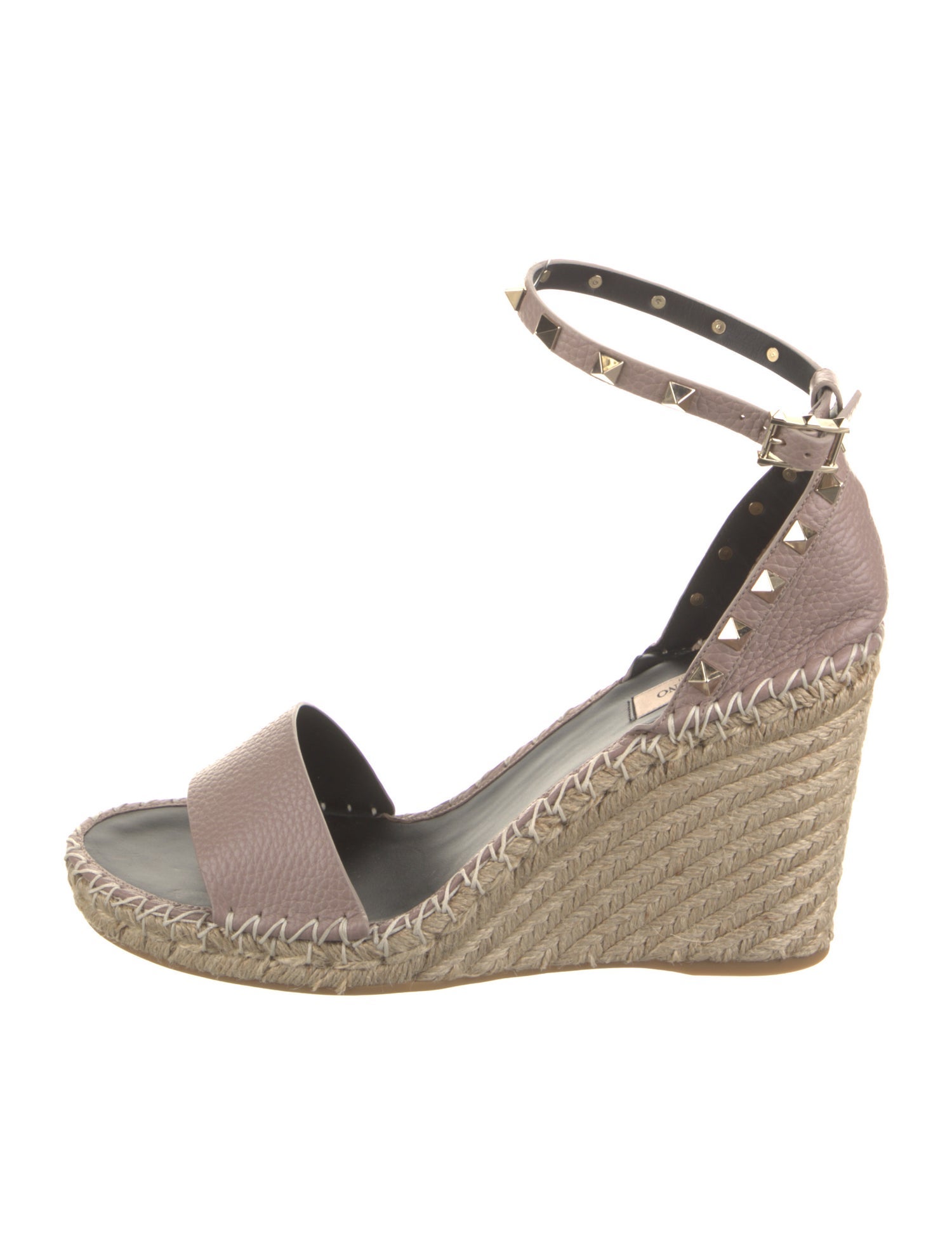 Valentino Leather Studded Accents Espadrilles