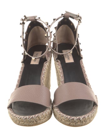 Valentino Leather Studded Accents Espadrilles