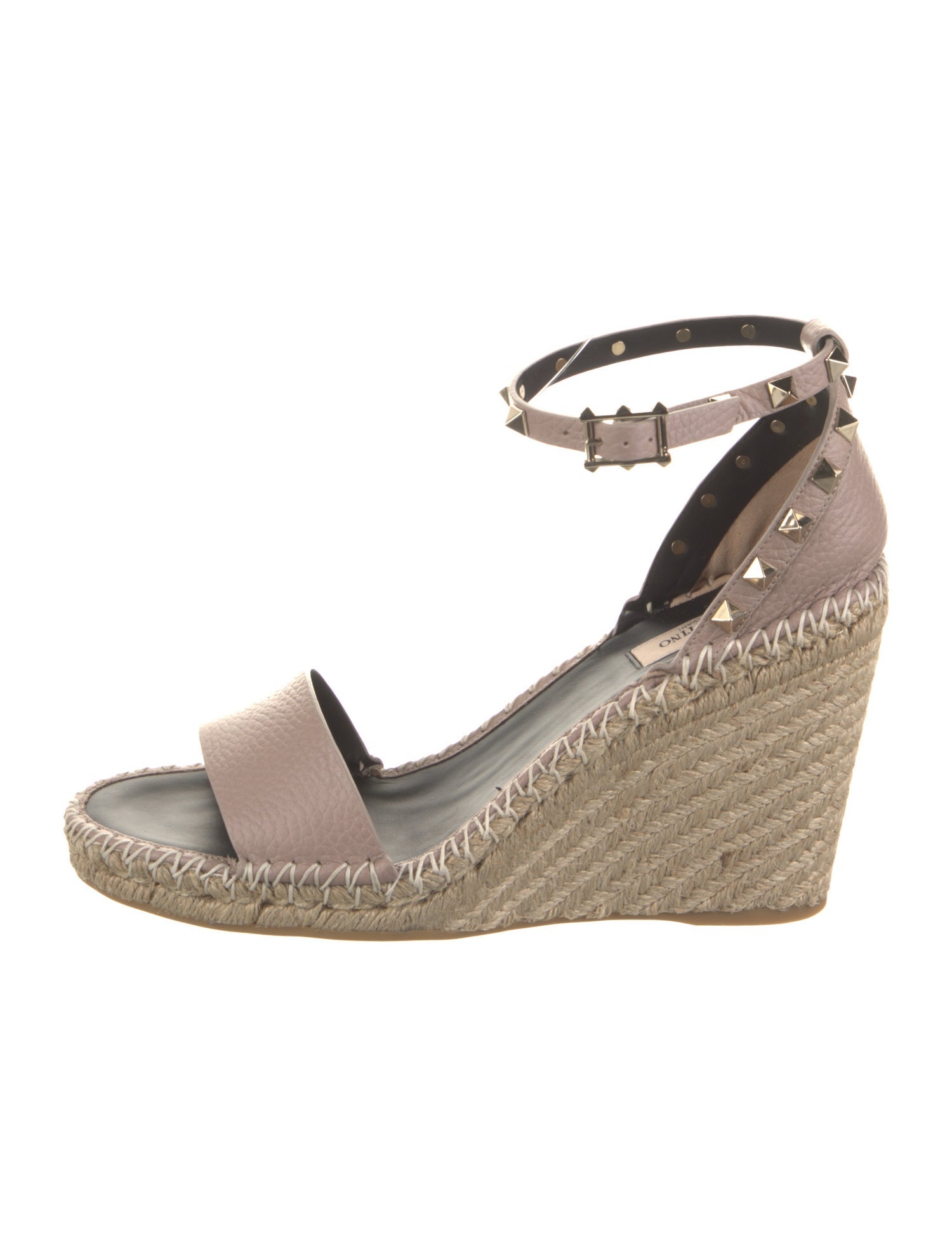 Valentino Leather Studded Accents Espadrilles