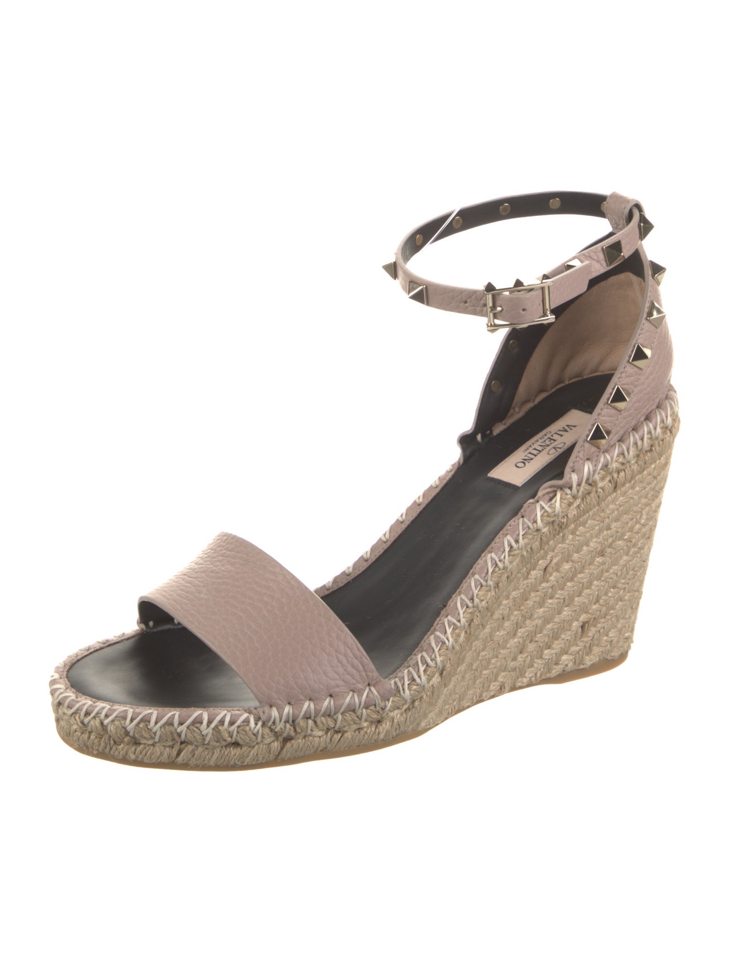 Valentino Leather Studded Accents Espadrilles