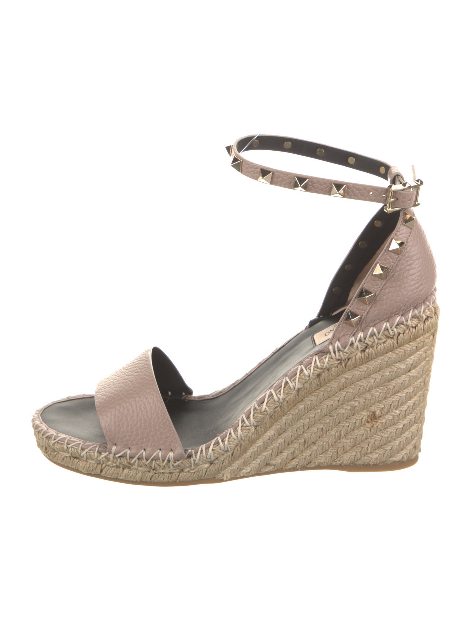 Valentino Leather Studded Accents Espadrilles