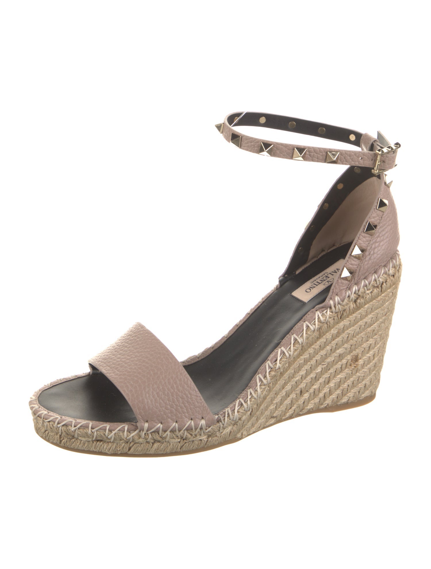 Valentino Leather Studded Accents Espadrilles