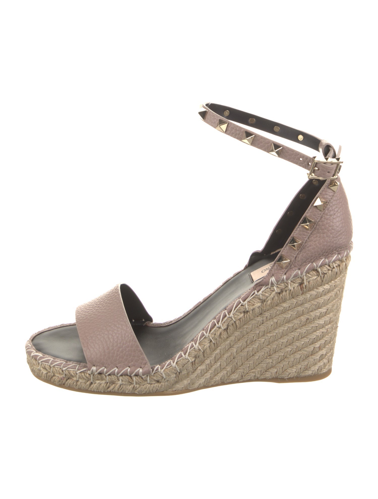 Valentino Leather Studded Accents Espadrilles