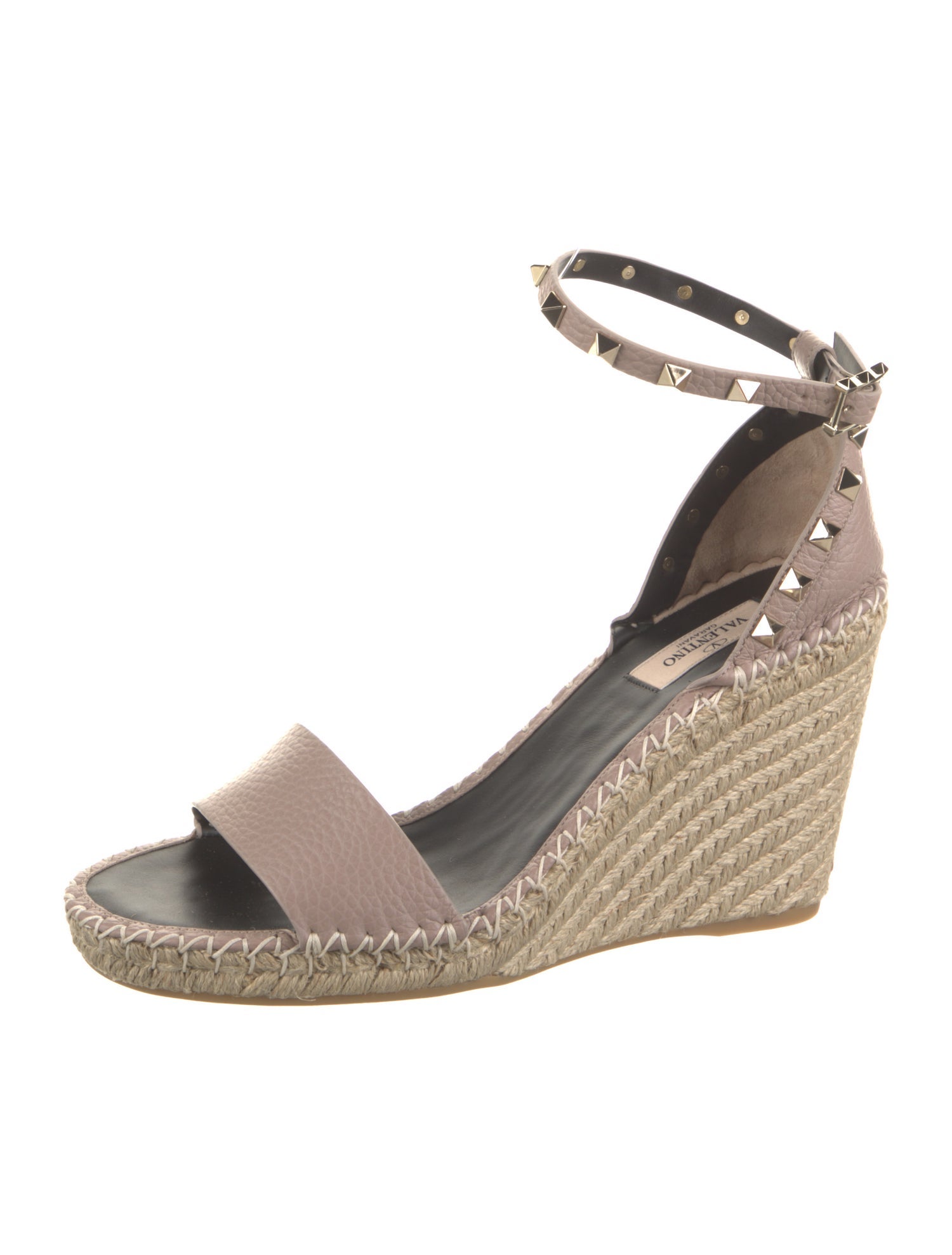 Valentino Leather Studded Accents Espadrilles