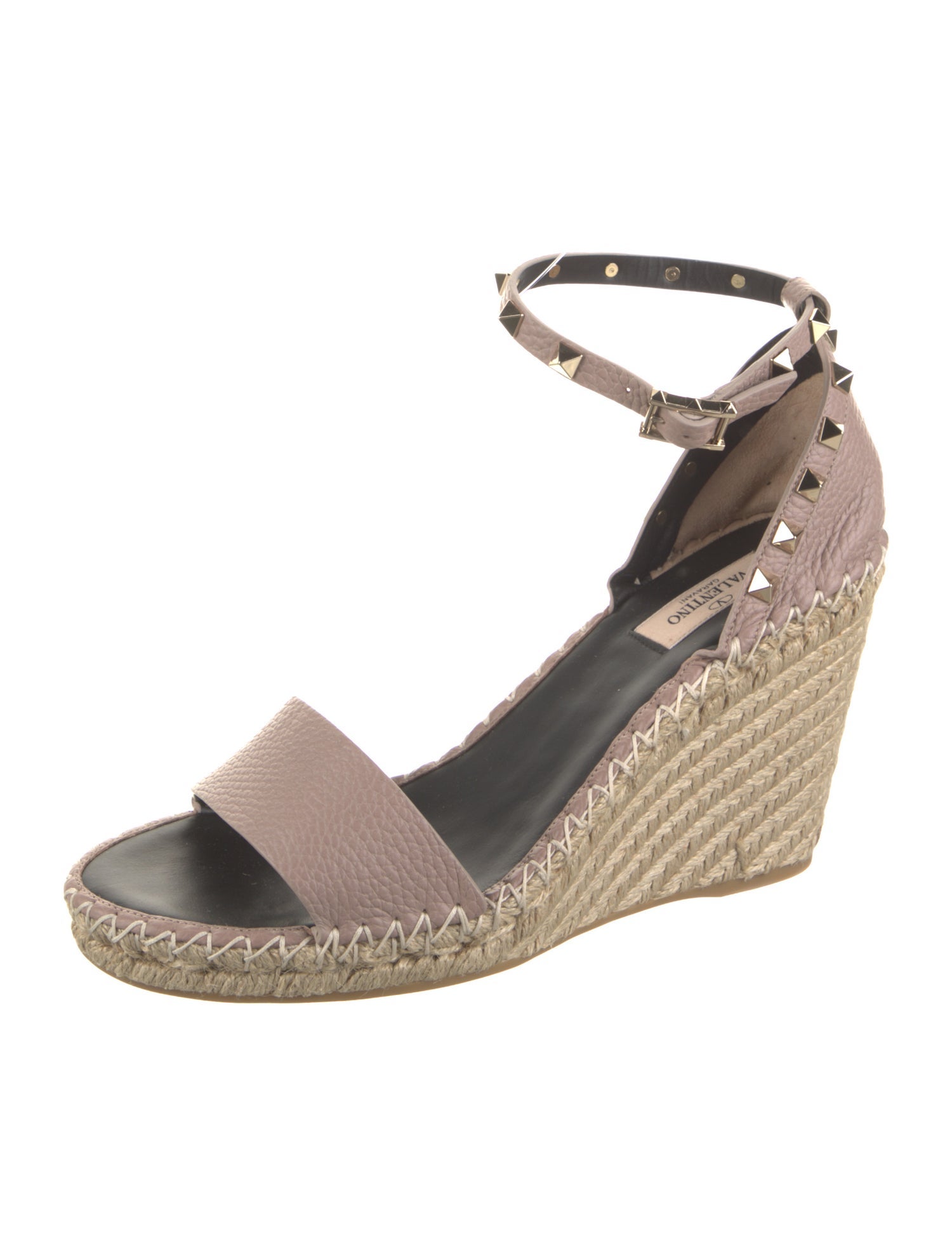 Valentino Leather Studded Accents Espadrilles