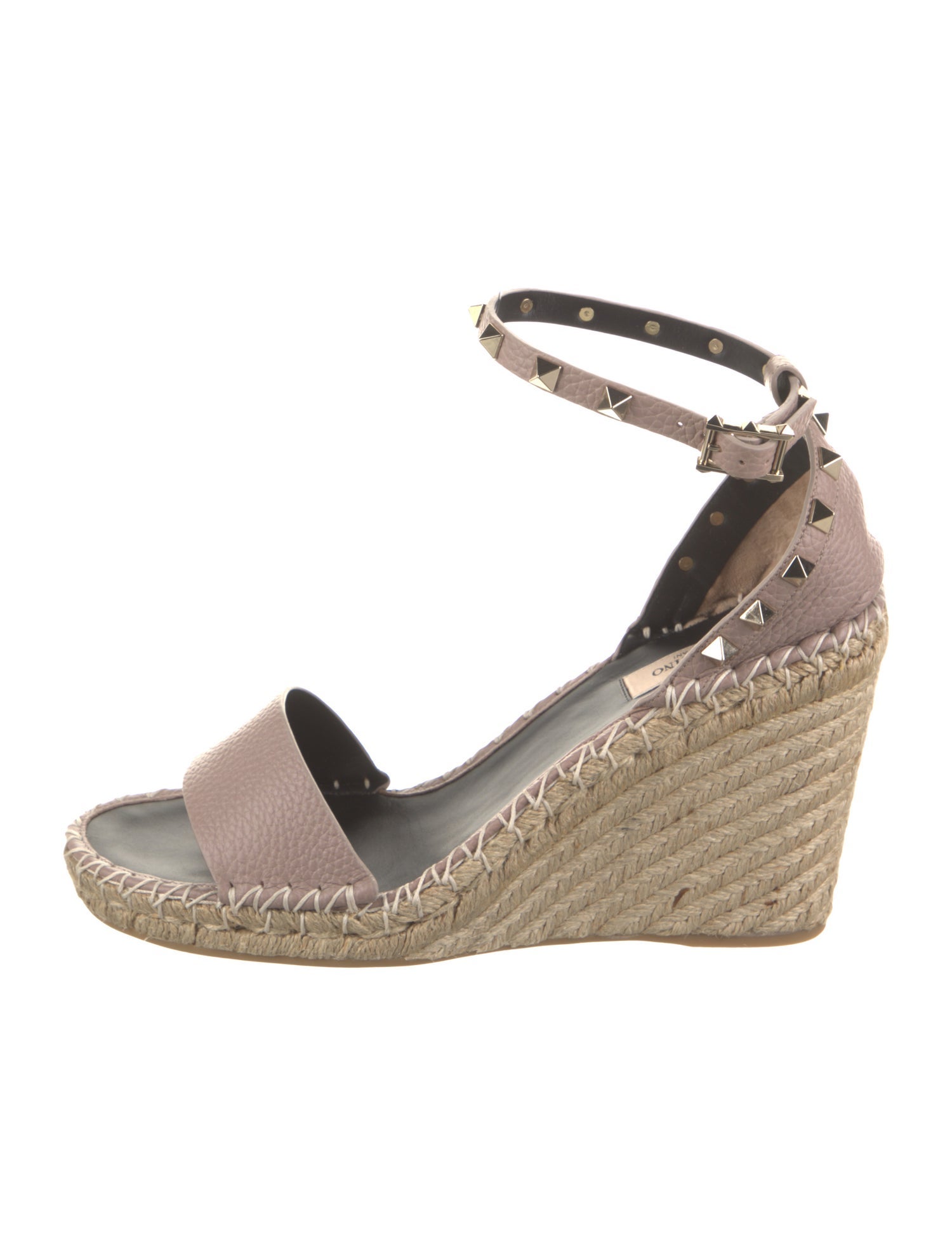 Valentino Leather Studded Accents Espadrilles