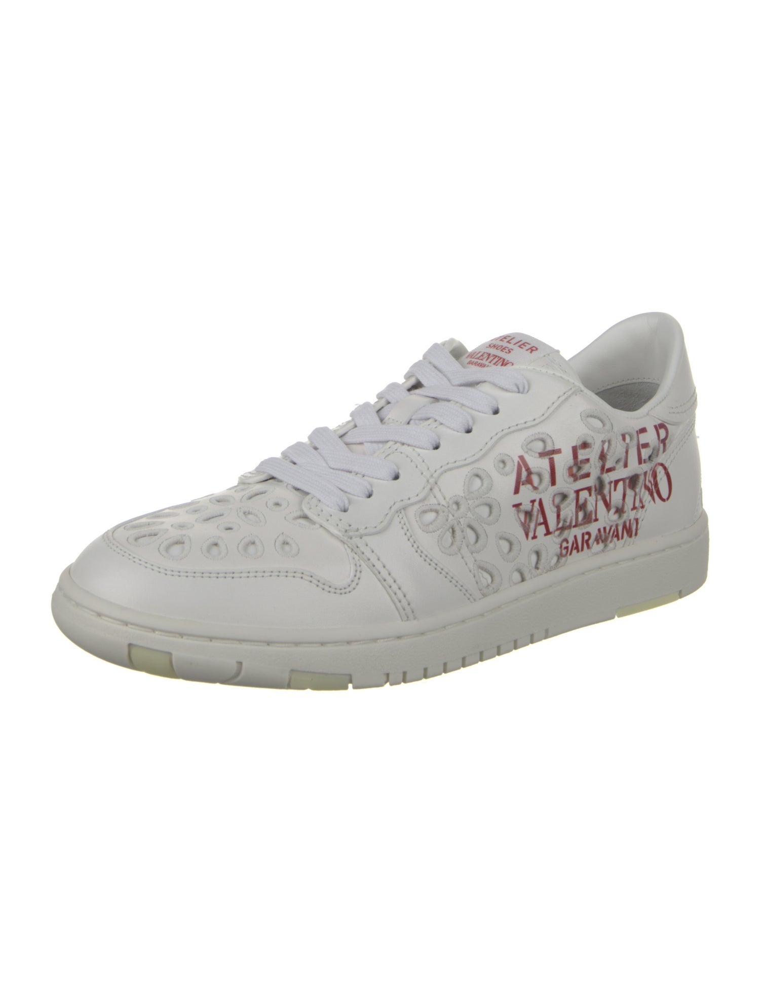 Valentino Leather Embroidered Accent Sneakers w/ Tags