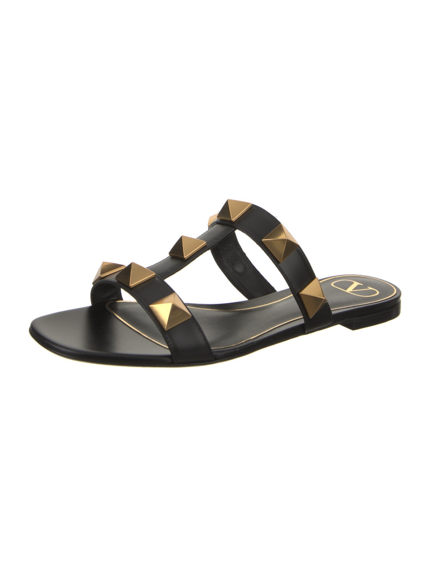 Valentino Leather Studded Accents Slides