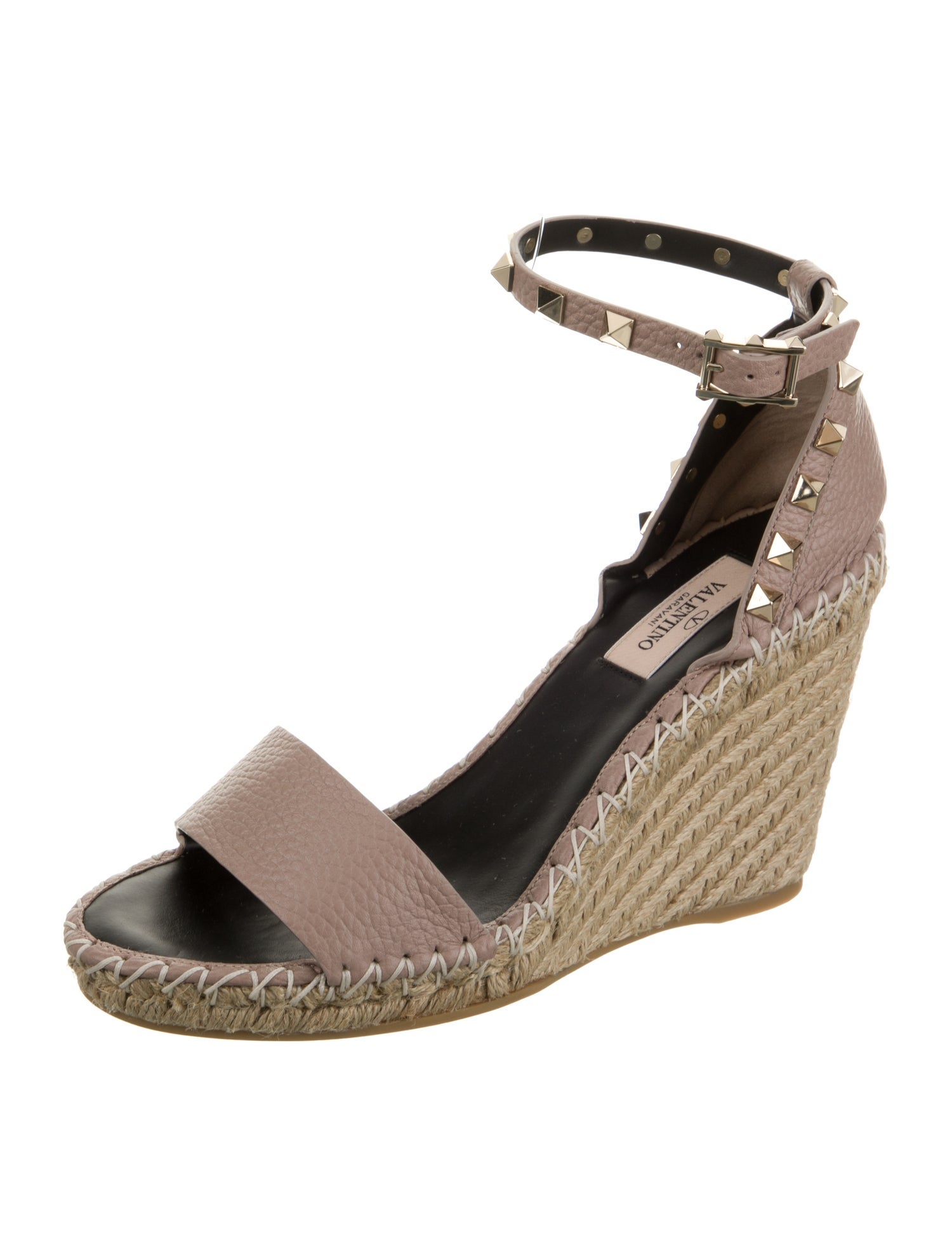 Valentino Rockstud Accents Leather Espadrilles w/ Tags