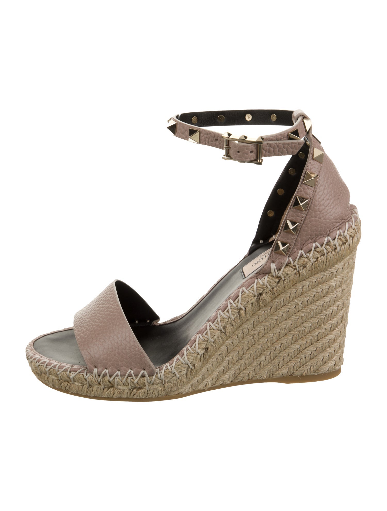 Valentino Rockstud Accents Leather Espadrilles w/ Tags