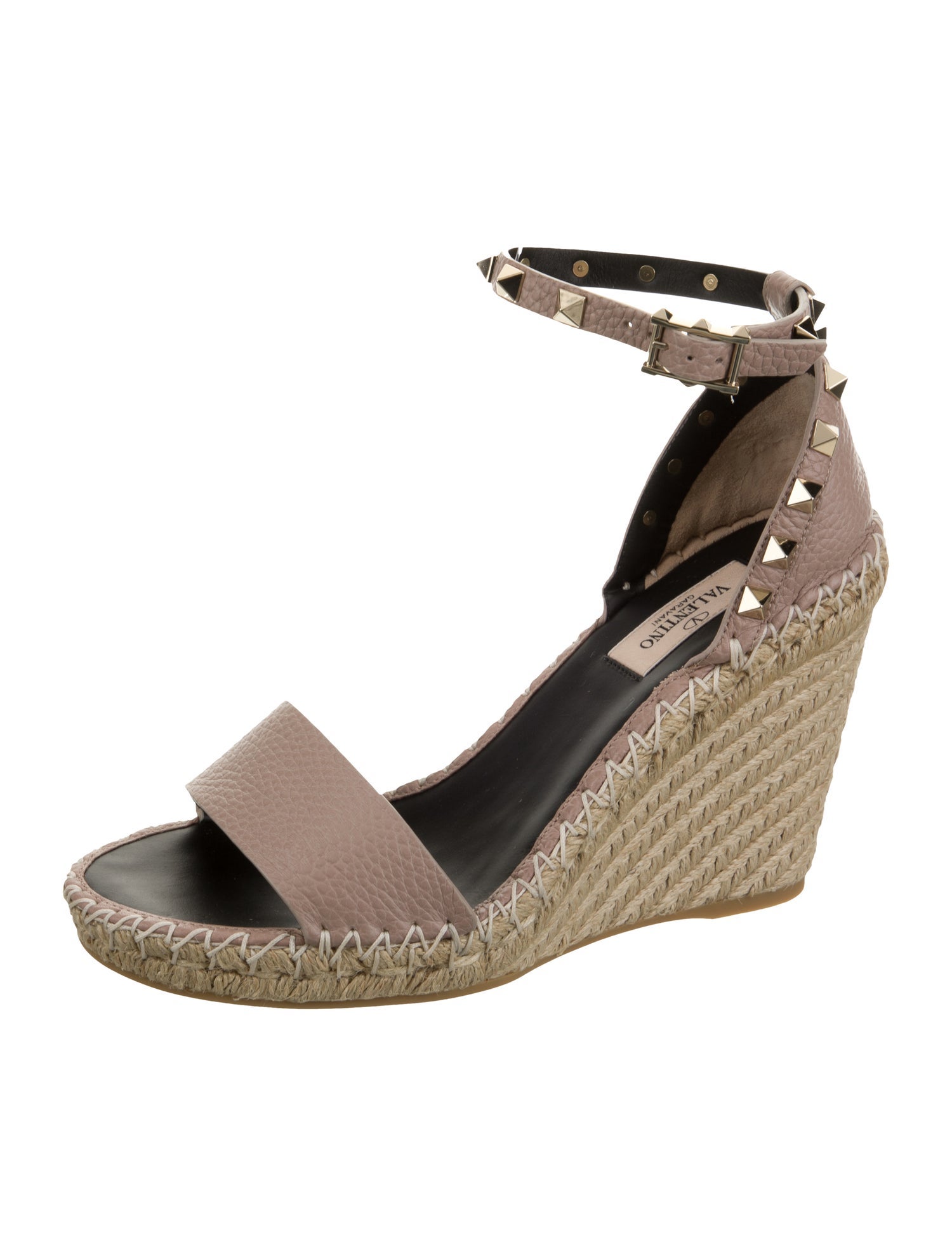 Valentino Rockstud Accents Leather Espadrilles w/ Tags