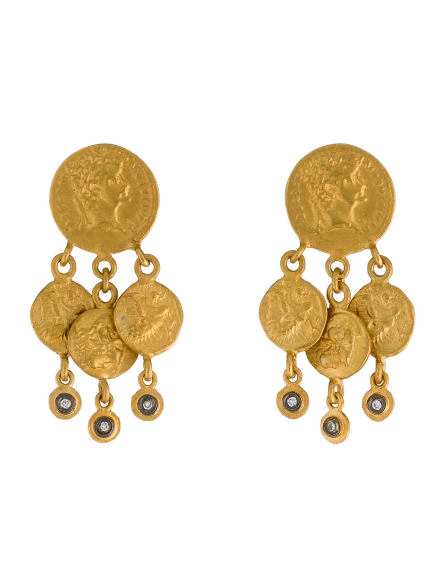 Kurtulan 22K Diamond Coin Drop Earrings