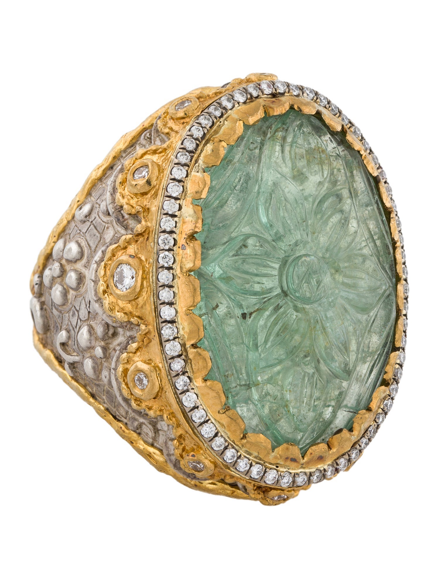 Victor Velyan Aquamarine & Diamond Cocktail Ring
