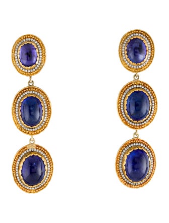 Victor Velyan 1.10ctw Diamond & Tanzanite Convertible Drop Earrings