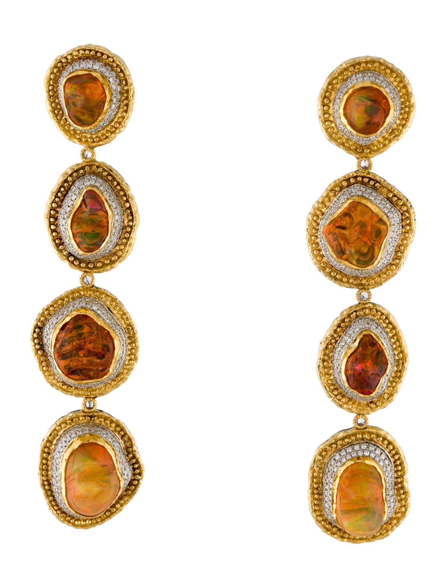 Victor Velyan Fire Opal & Diamond Convertible Drop Earrings