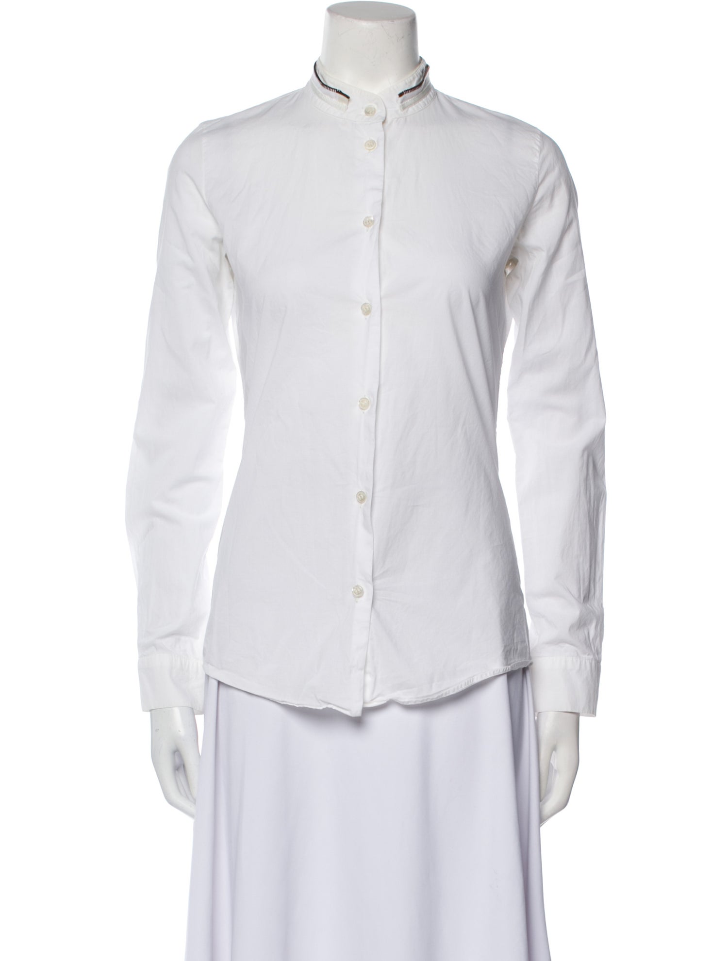 Viktor & Rolf Mock Neck Long Sleeve Button-Up Top