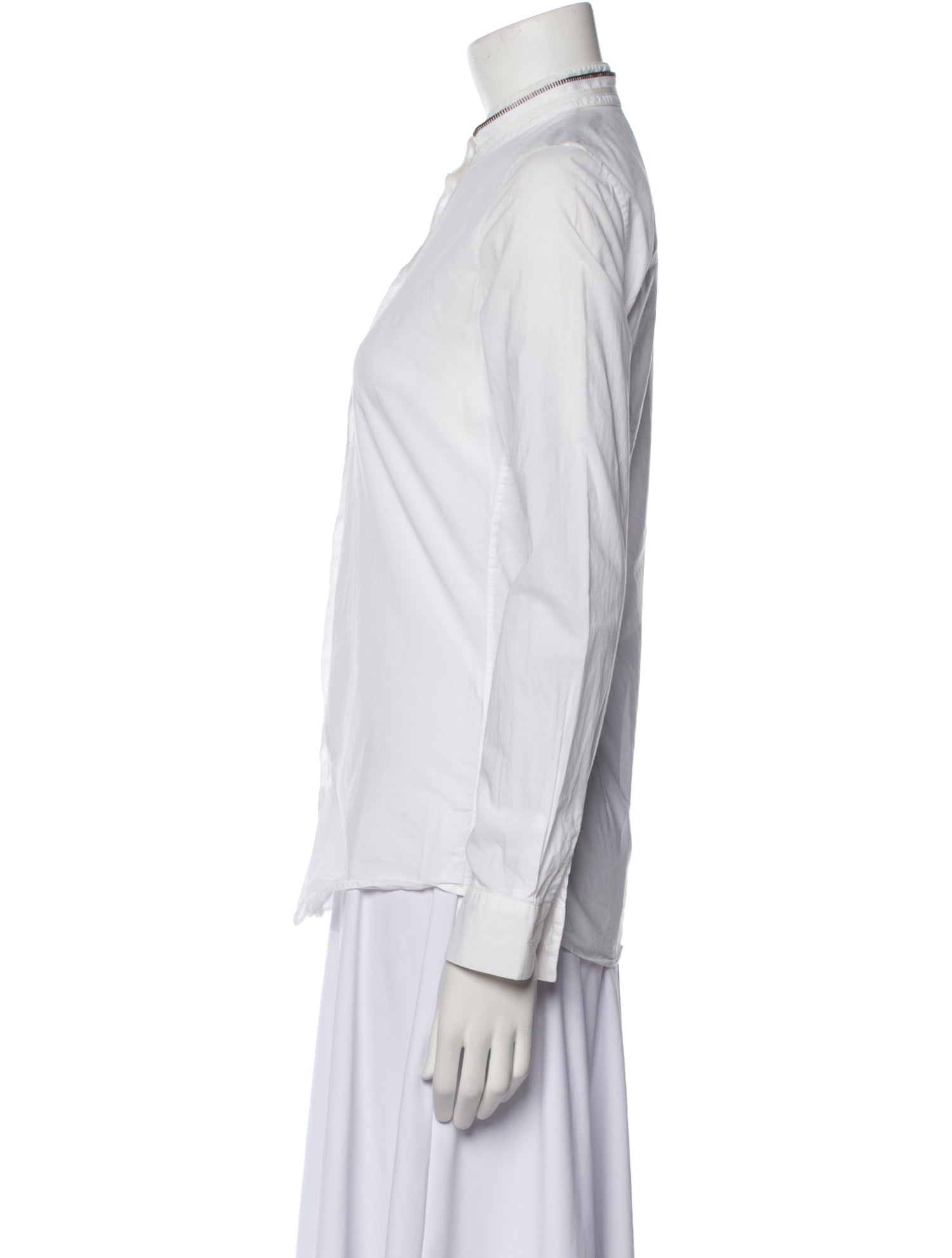 Viktor & Rolf Mock Neck Long Sleeve Button-Up Top