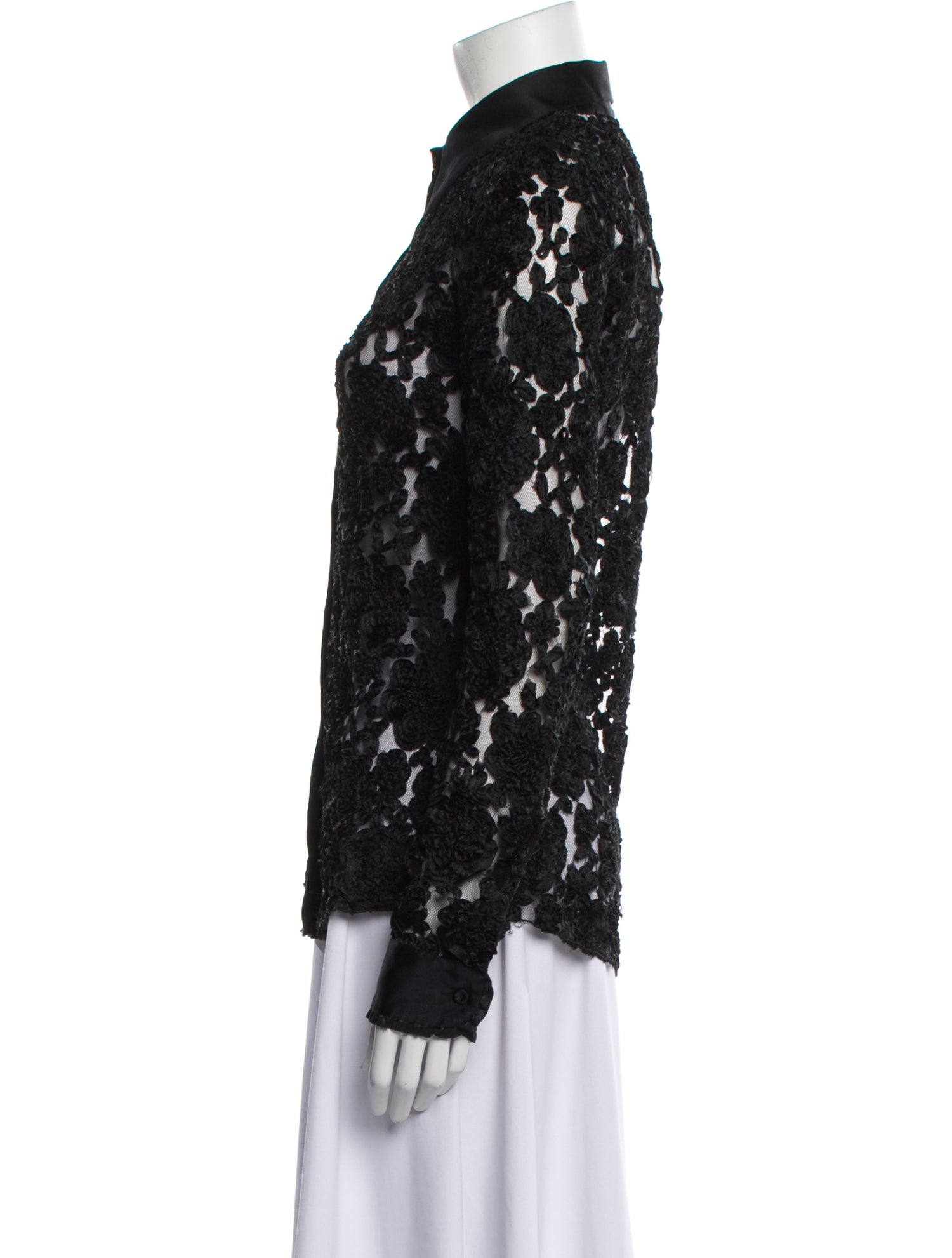 Viktor & Rolf Lace Pattern Long Sleeve Button-Up Top