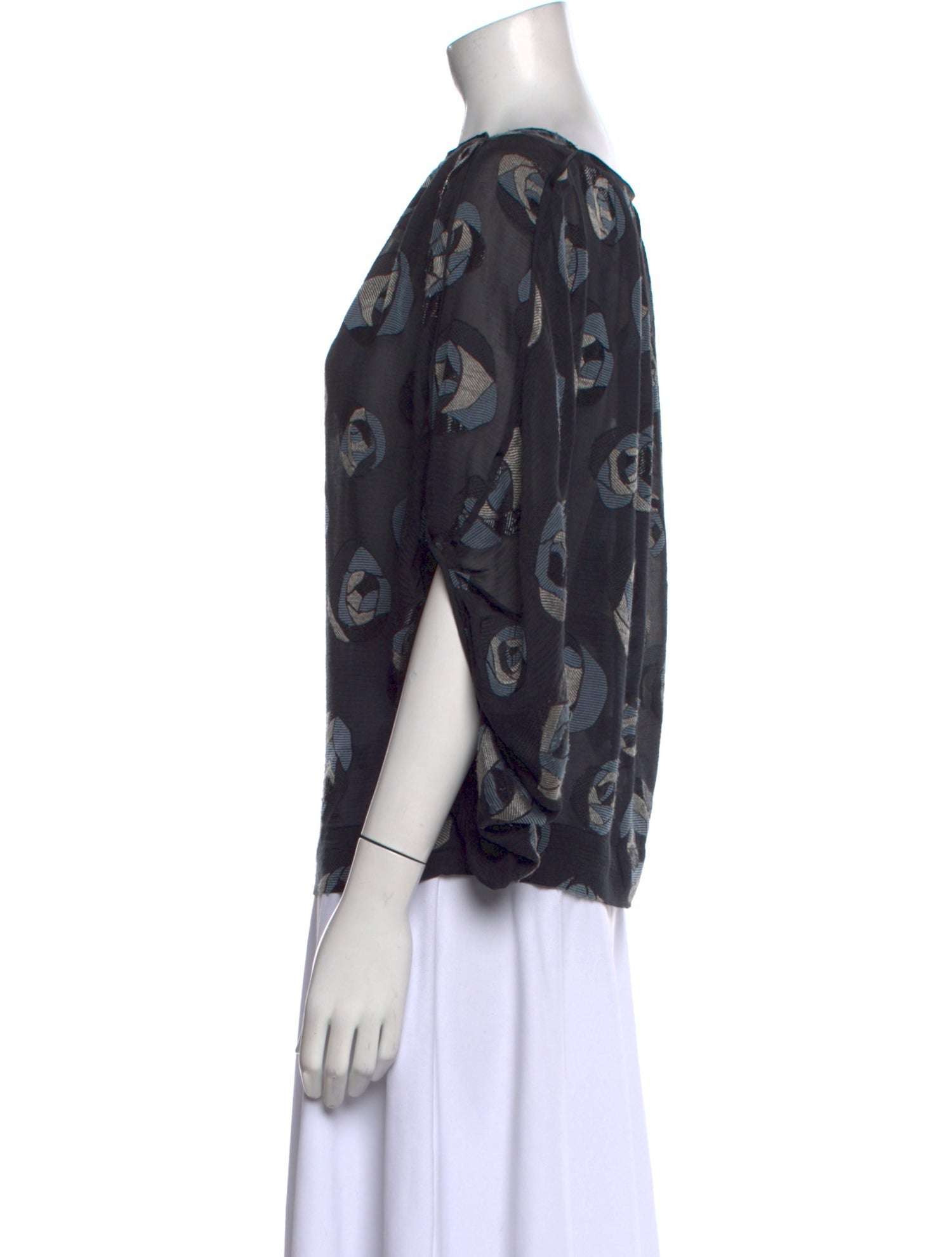 Viktor & Rolf Printed Bateau Neckline Blouse