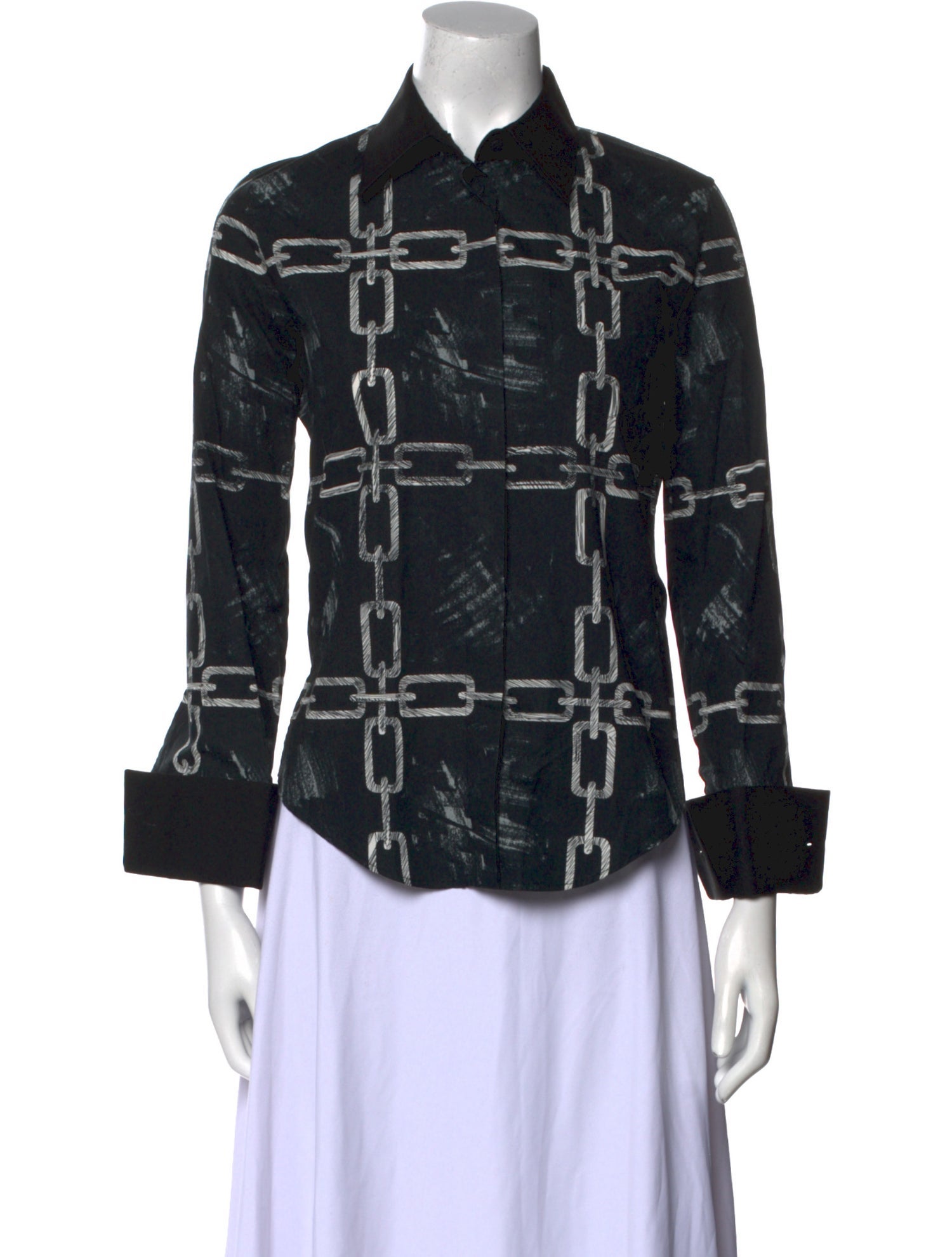 Viktor & Rolf Printed Long Sleeve Button-Up Top