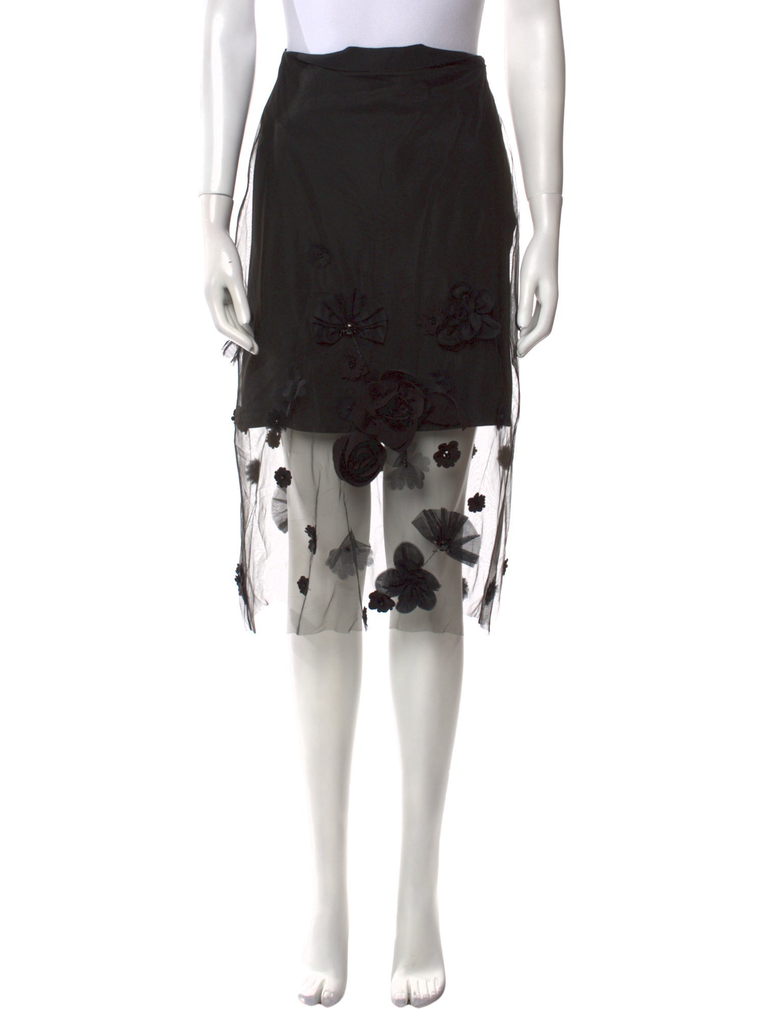 Viktor & Rolf Mesh Accents Knee-Length Skirt