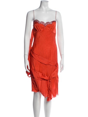 Pre-owned Viktor & Rolf Strapless Midi Length Dress In Orange