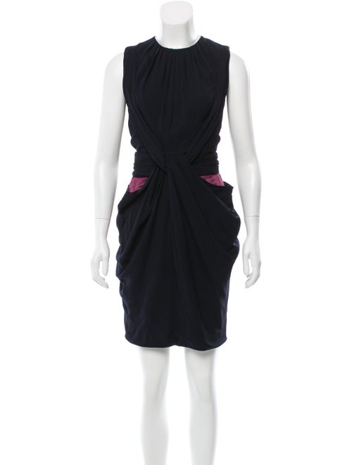 Vionnet Draped Sleeveless Dress Navy