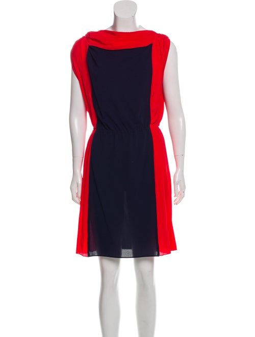 Vionnet Contrast Pleated Dress Navy