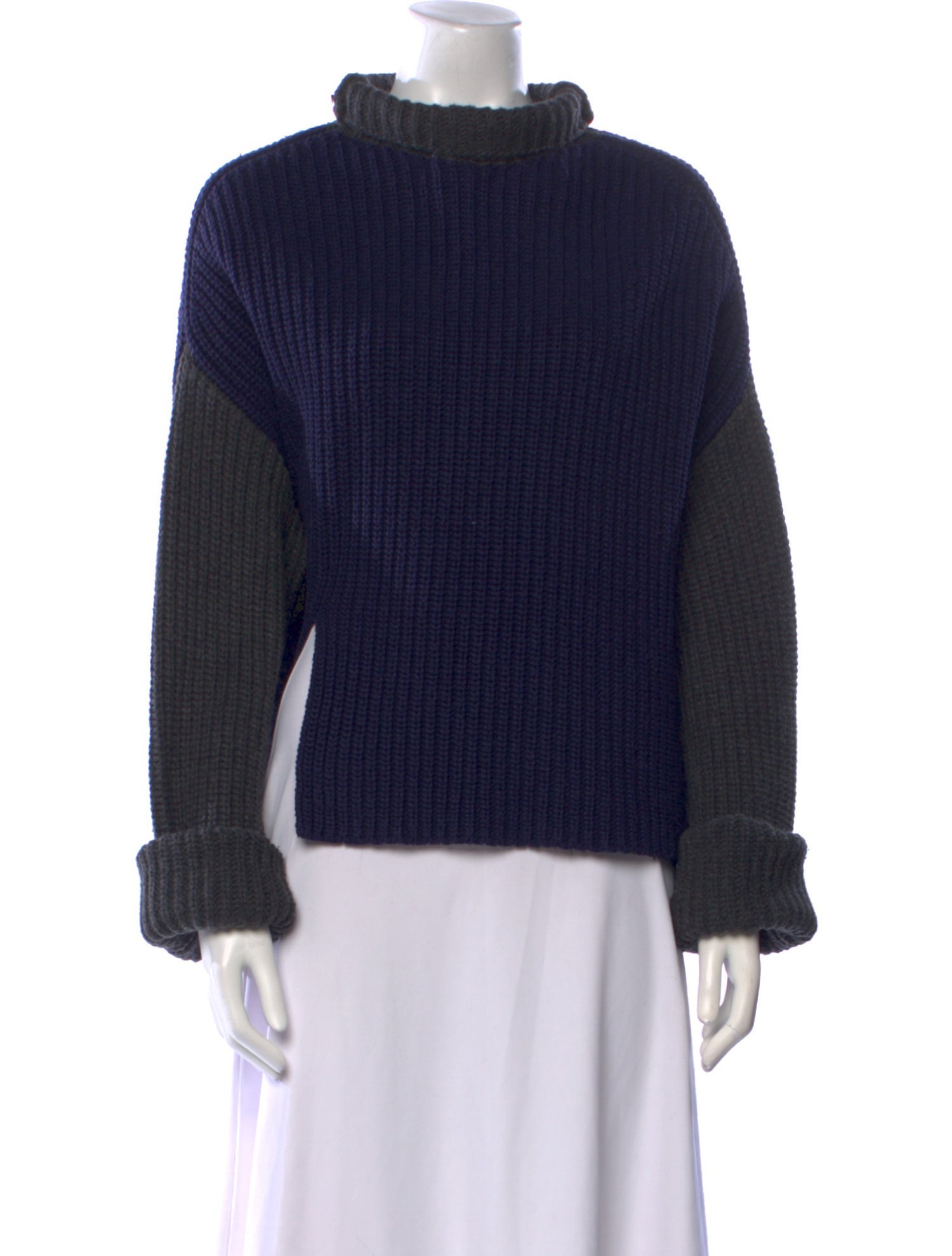 Victor Alfaro Colorblock Pattern Mock Neck Sweater