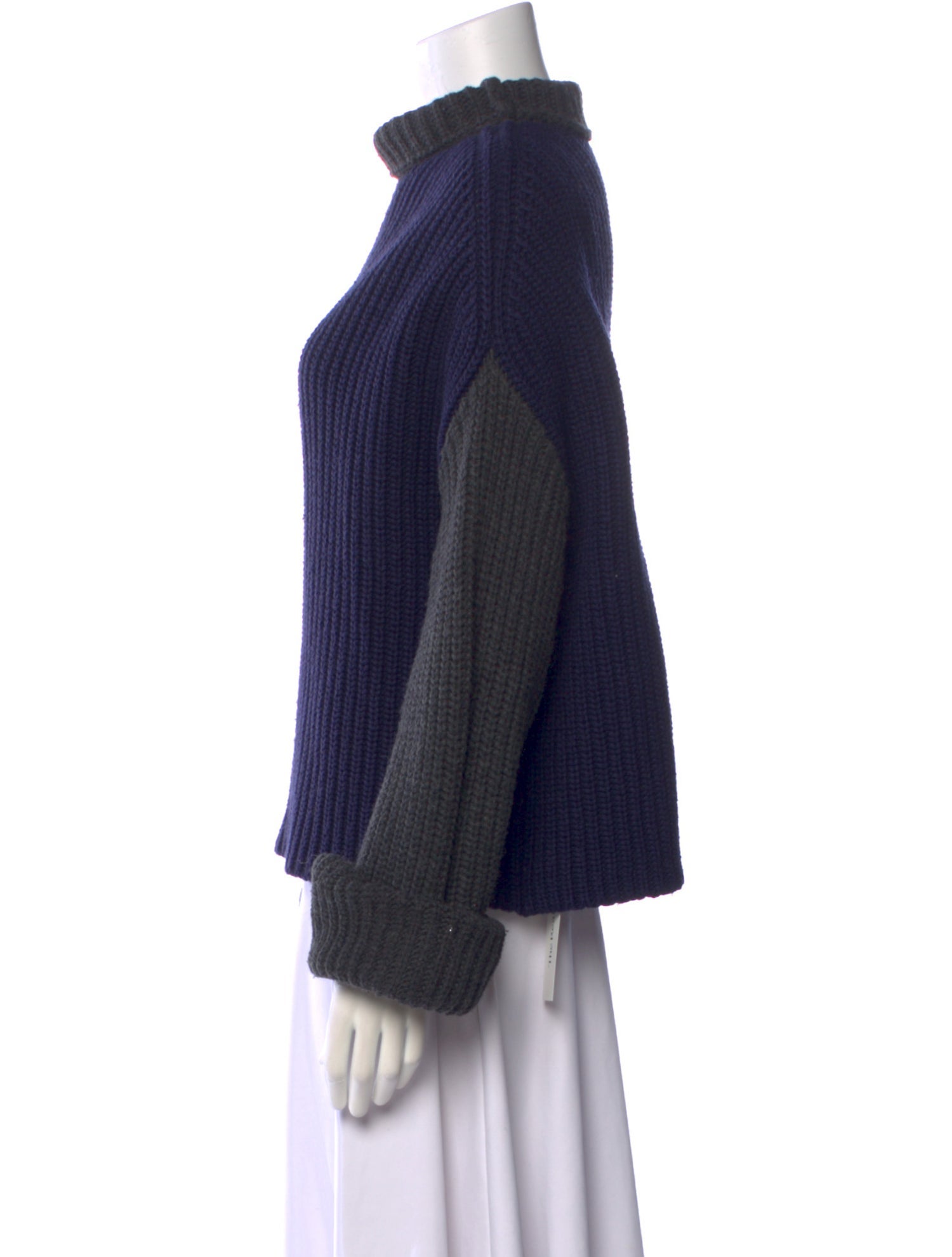 Victor Alfaro Colorblock Pattern Mock Neck Sweater
