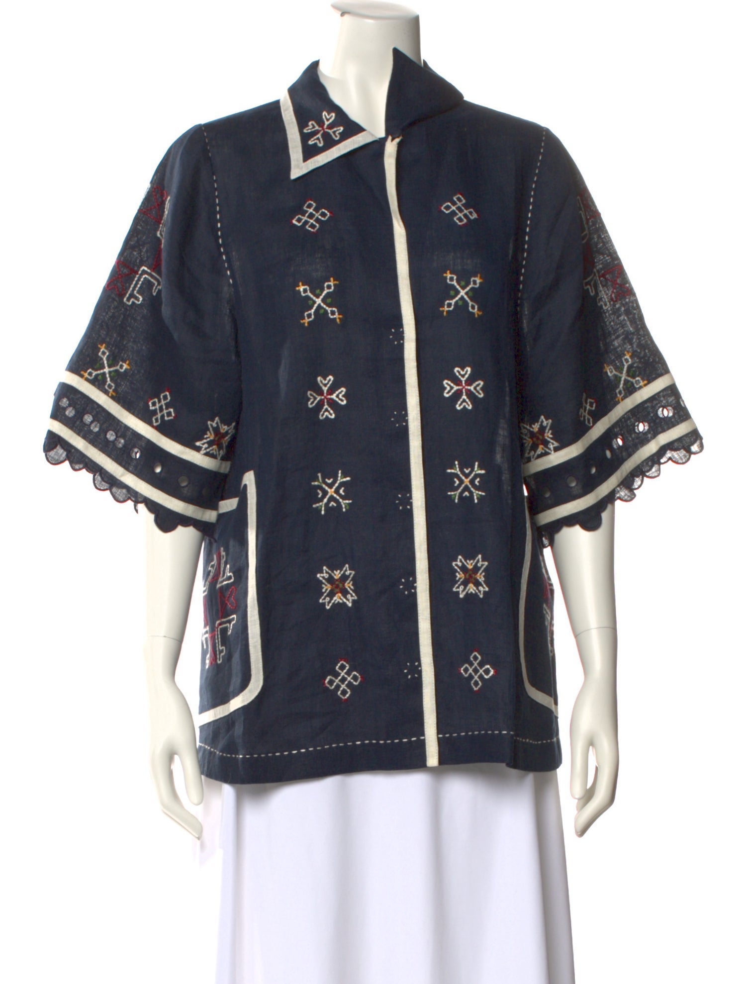 Vita Kin Linen Printed Button-Up Top