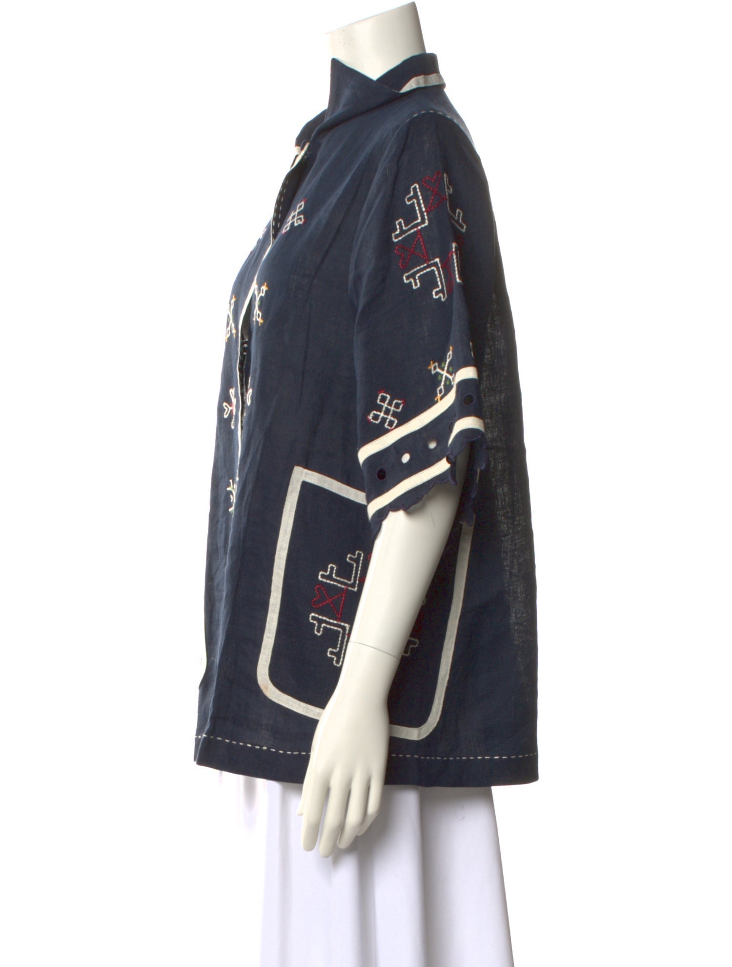 Vita Kin Linen Printed Button-Up Top