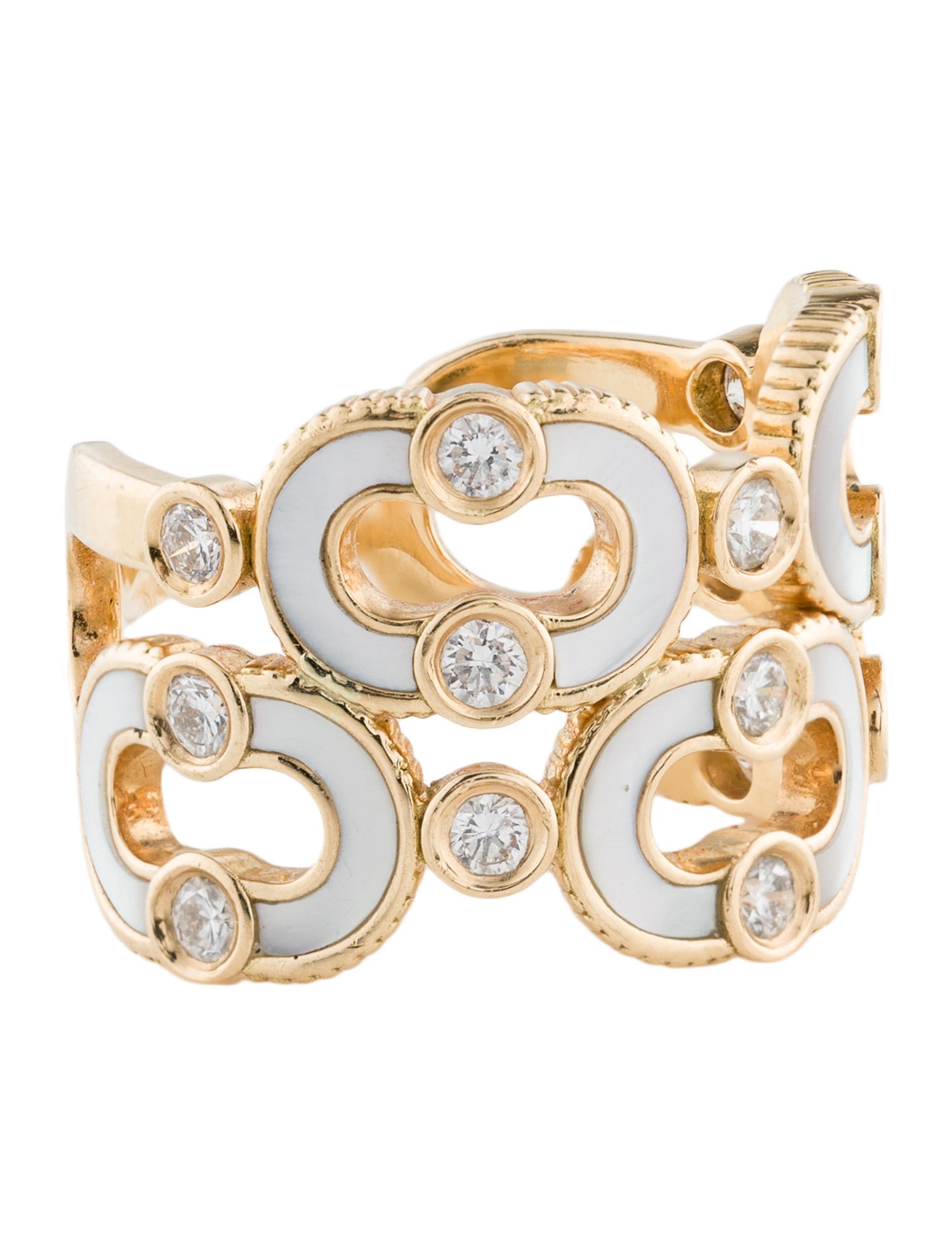 Viltier 18K Mother of Pearl & Diamond Double Magnetic Ring