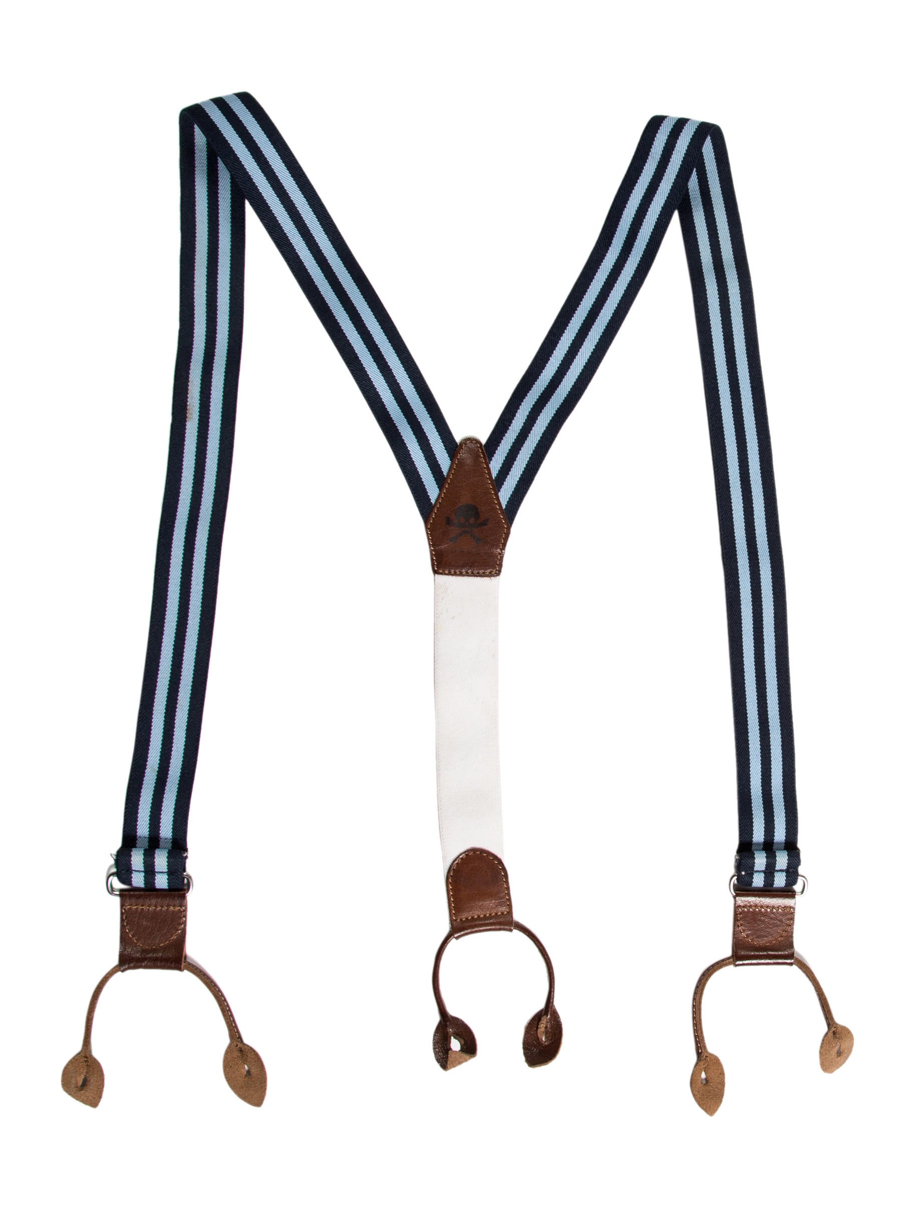 Vivienne Westwood Leather-Trimmed Striped Suspenders - Blue
