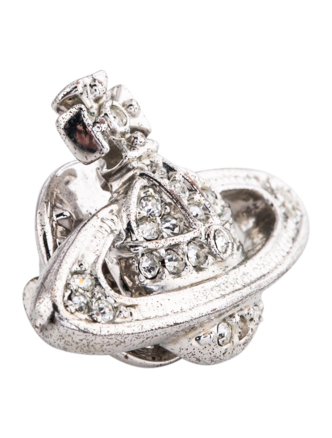 Vivienne Westwood Crystal Bas Relief Brooch - Silver-Tone