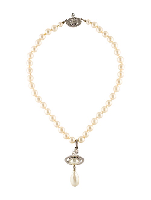 Vivienne Westwood One Row Faux Pearl Drop Choker Necklace - Necklaces ...