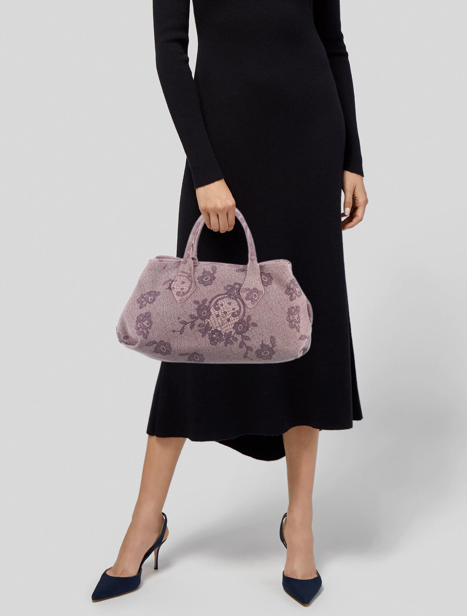 Vivienne Westwood Printed Lace Leather Handle Bag - Purple Handle