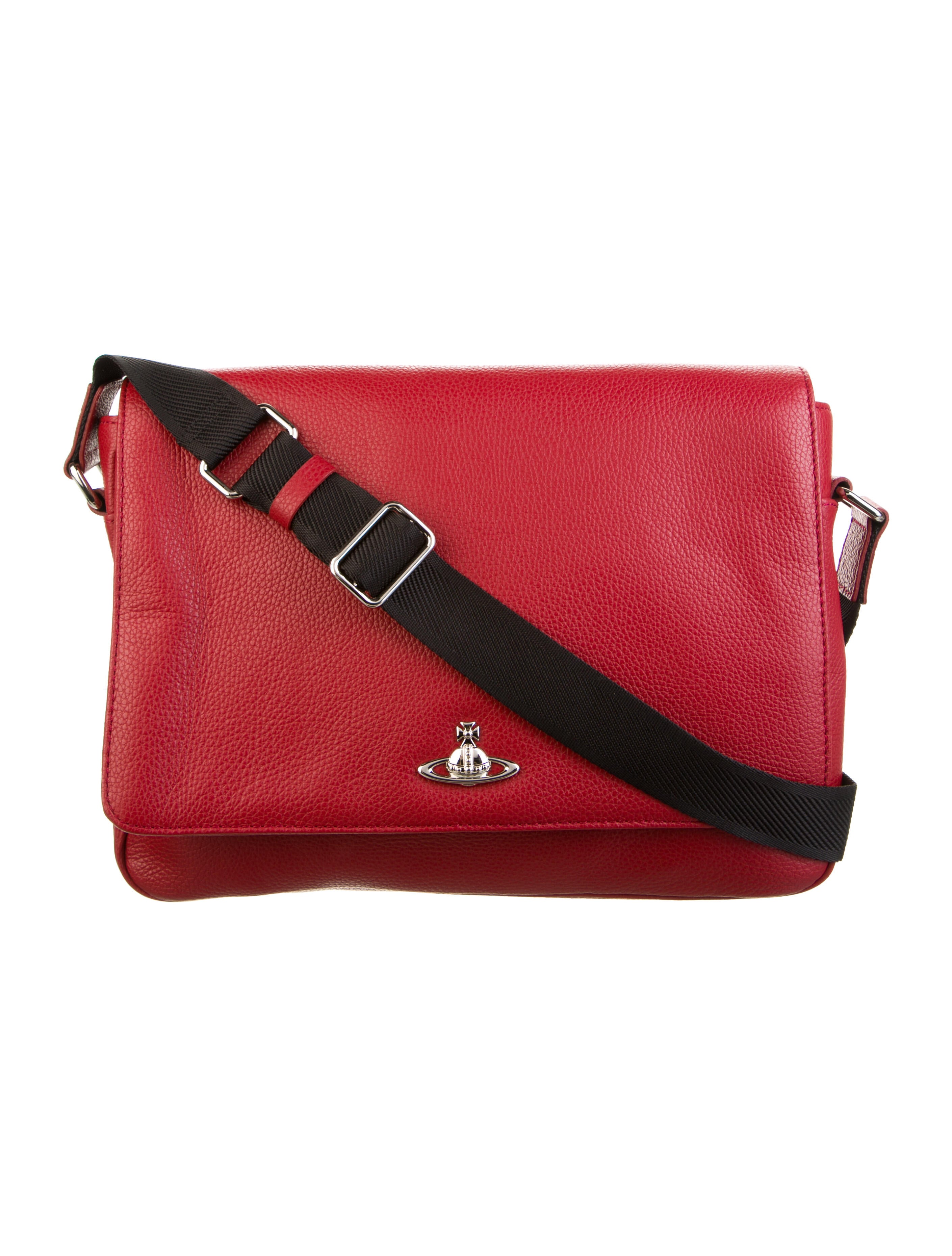 Vivienne Westwood Textured Leather Messenger Bag Red Messenger Bags