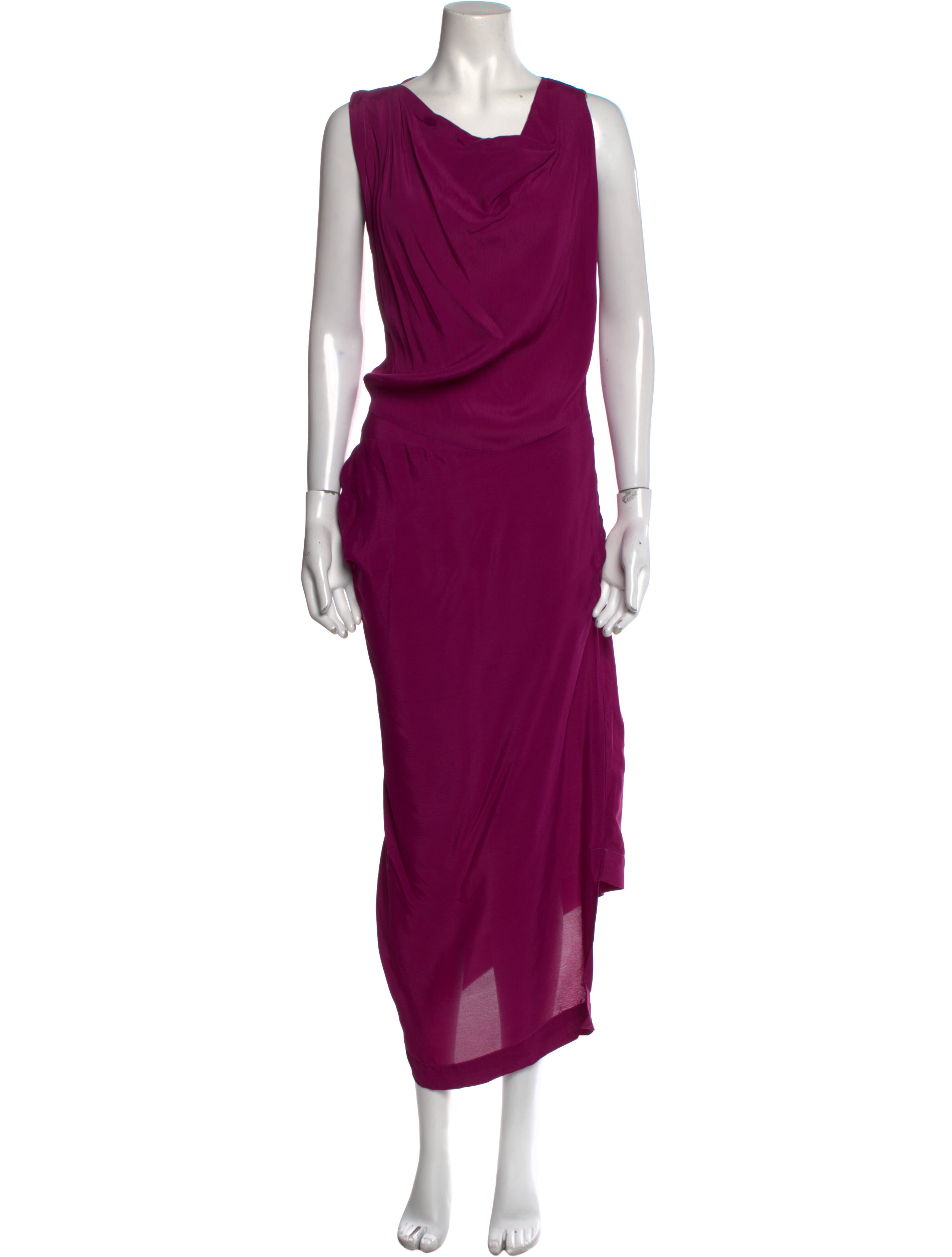 Vivienne Westwood Cowl Neck Long Dress Purple Dresses, Clothing