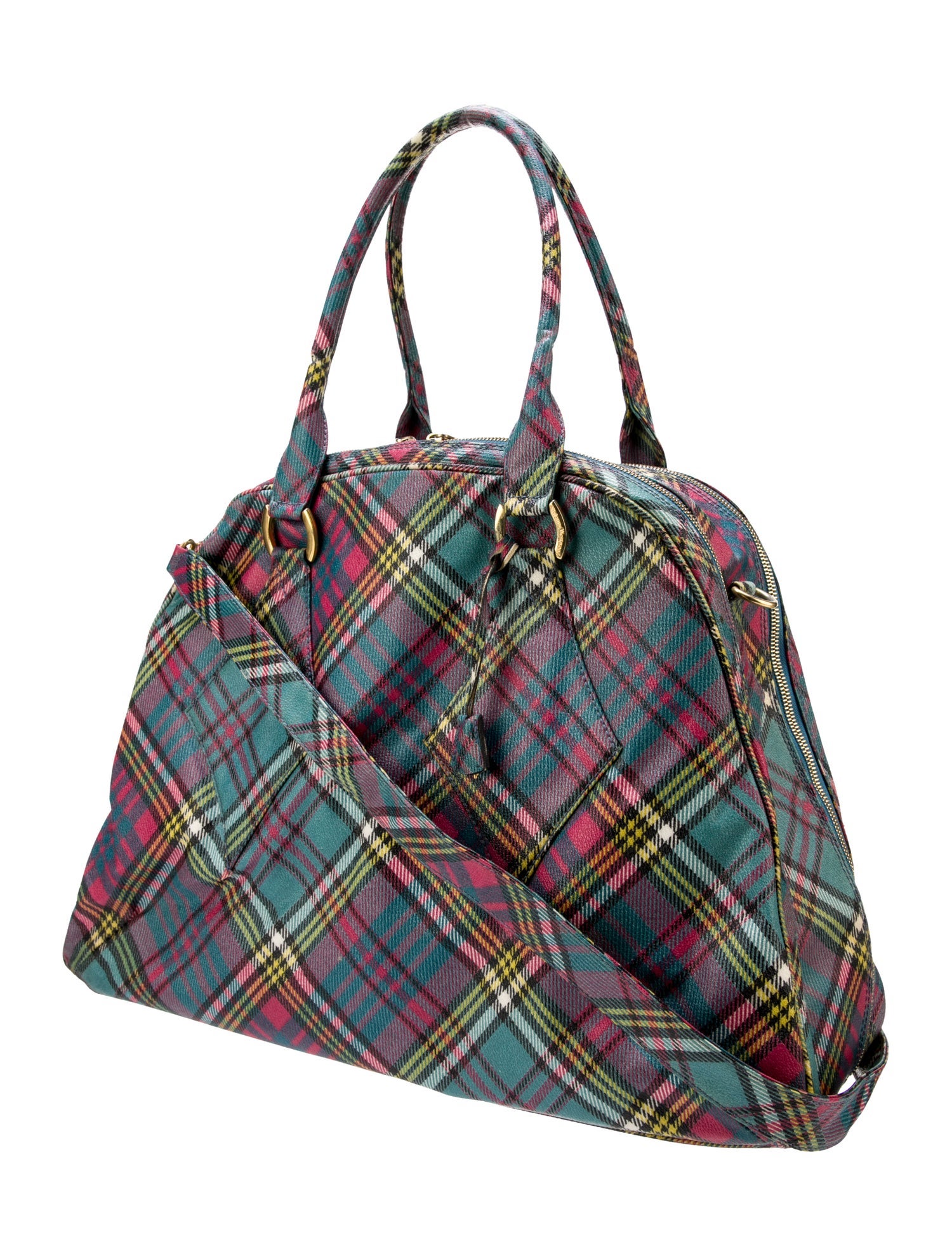 Pinky Blue Plaid Weekender Tote