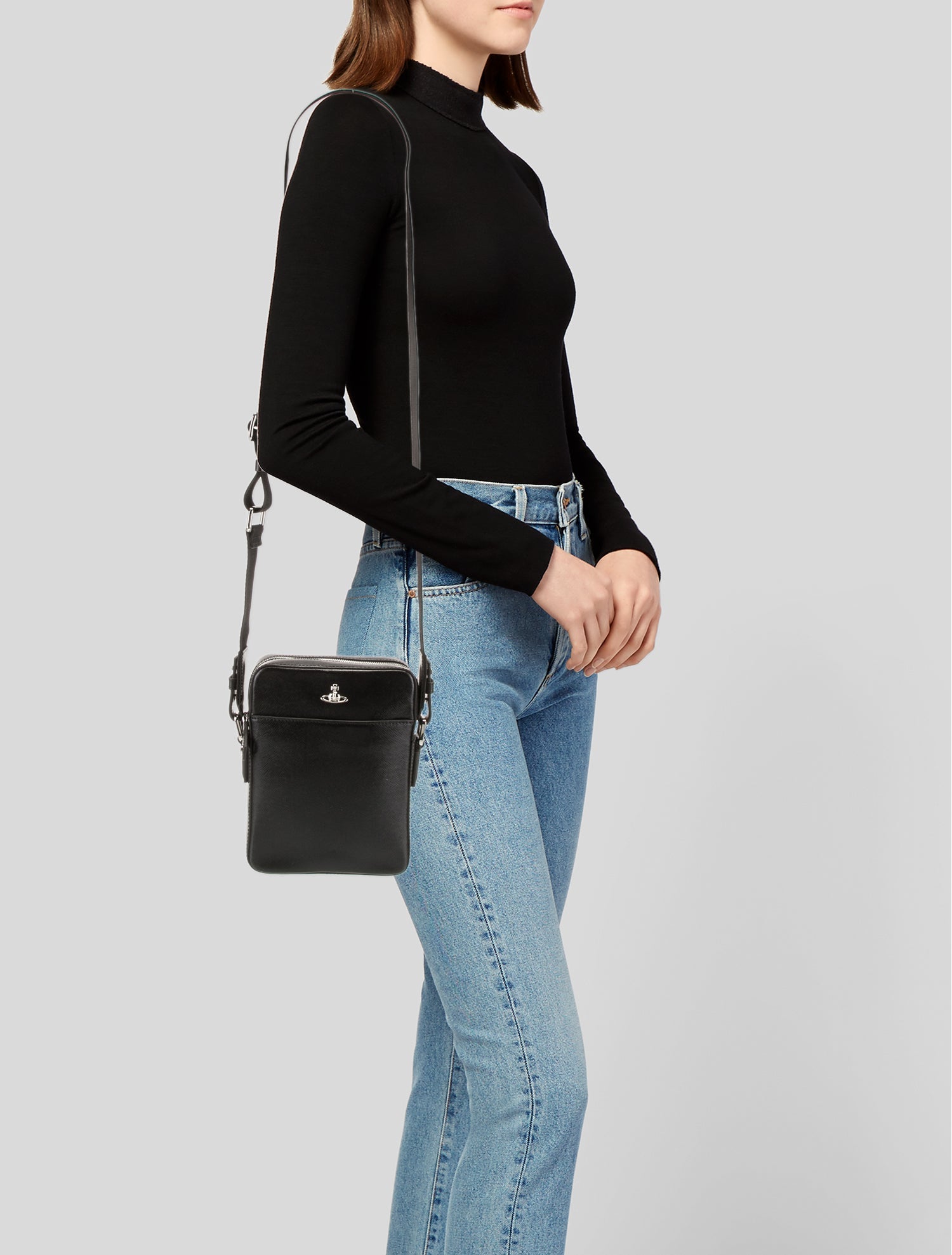 Vivienne Westwood Leather Messenger Bag - Black Messenger Bags