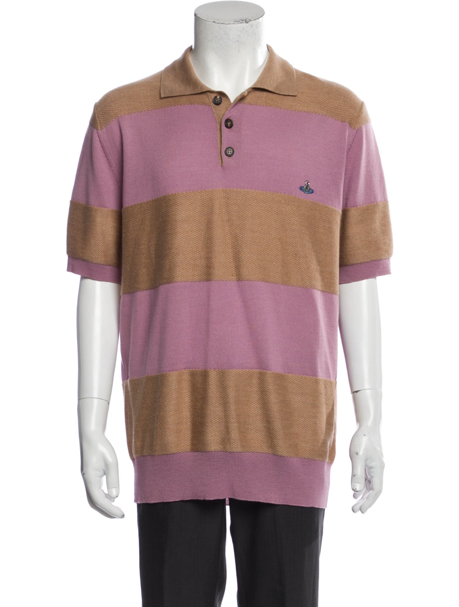 Vivienne Westwood Wool Colorblock Pattern Polo Shirt