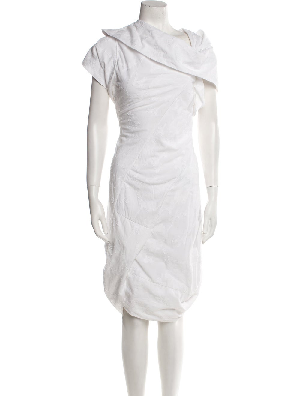 Vivienne Westwood Sheath Dress White Short Sleeve with Cowl Neck Concealed