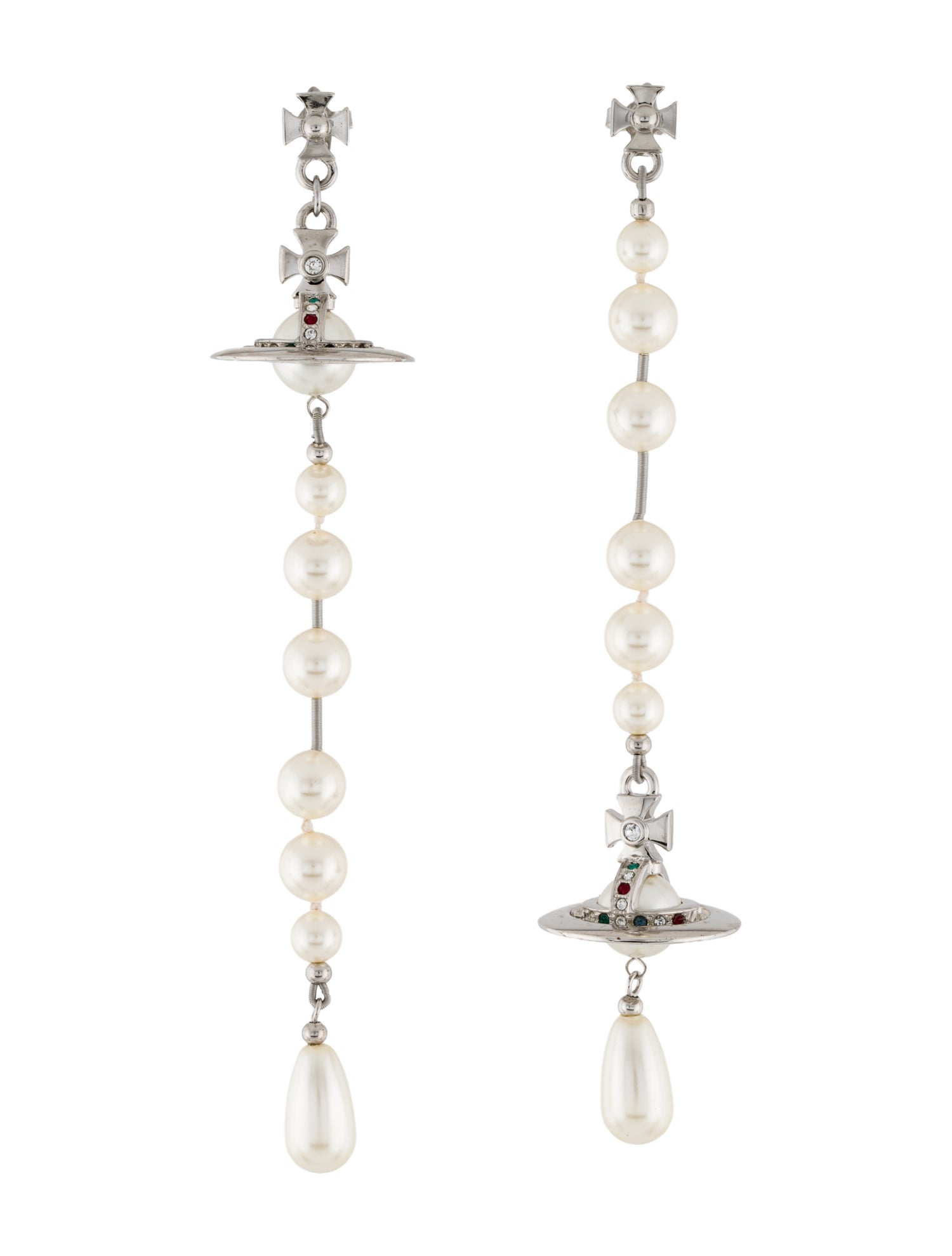 Vivienne Westwood Faux Pearl Jordan Safety Pin Stud Earrings