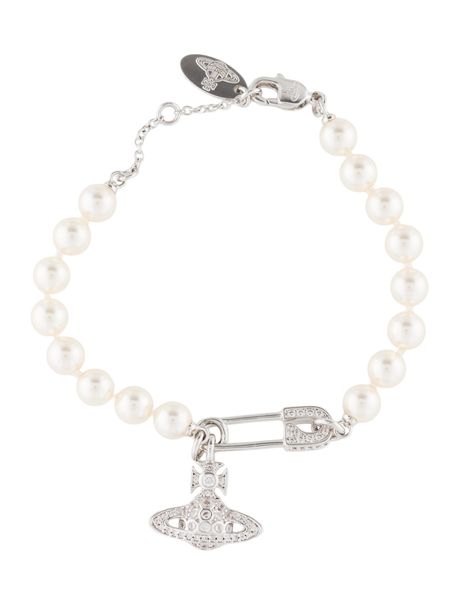 Vivienne Westwood Faux Pearl & Crystal Lucrece Charm Bracelet