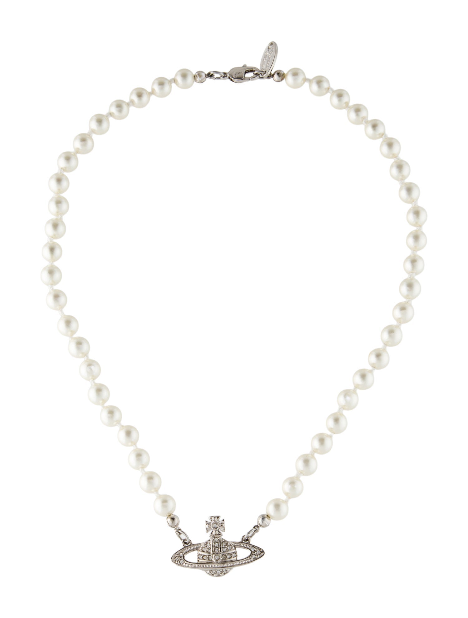 Vivienne Westwood Mini Bas Relief Pearl Pendant Choker Necklace