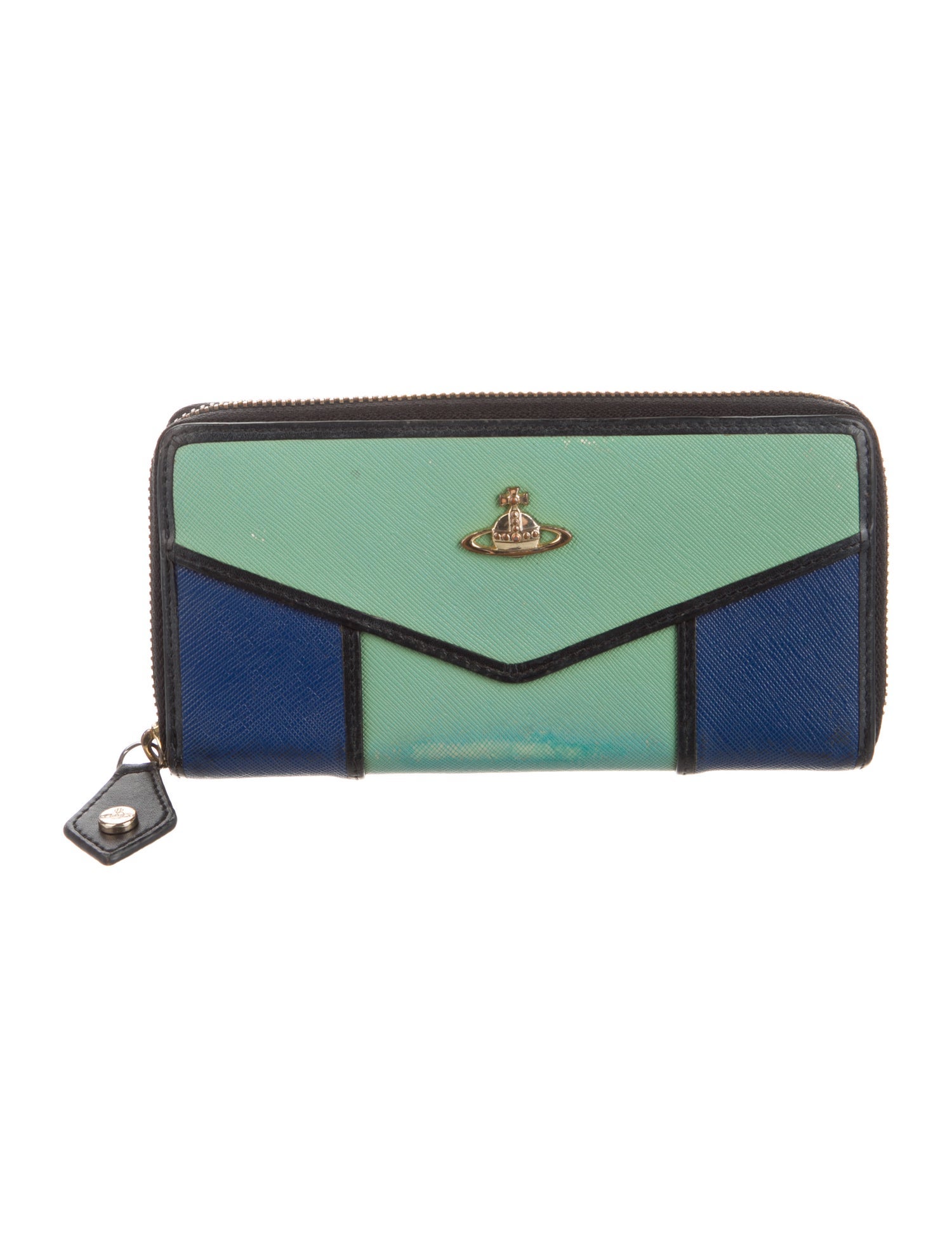 Vivienne Westwood Saffiano Leather Colorblock Pattern Continental Wallet