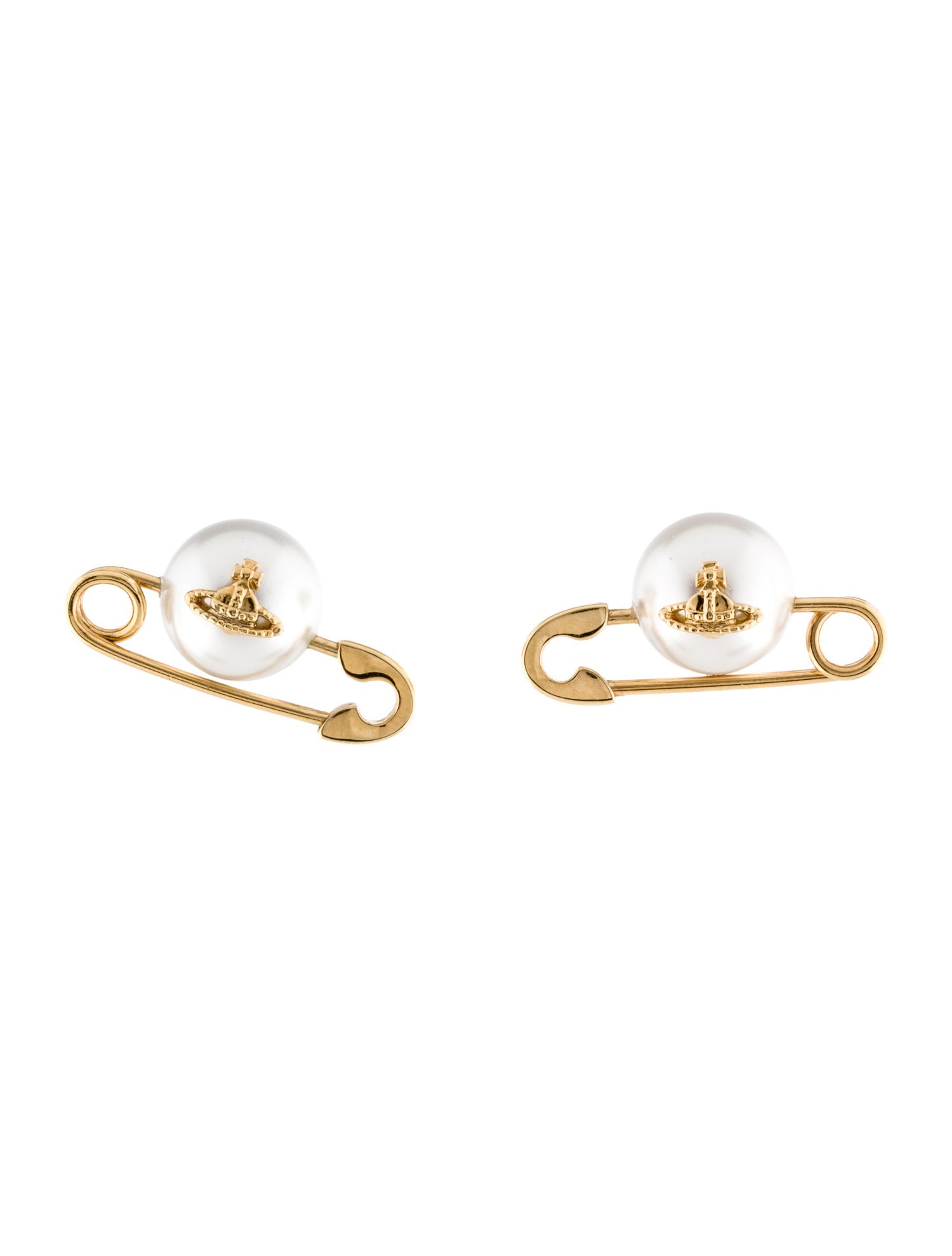 Vivienne Westwood Faux Pearl Jordan Safety Pin Stud Earrings